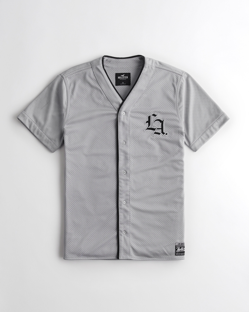 Camisa de béisbol de malla con estampa de LA bordada | Hombres Liquidación | HollisterCo.com
