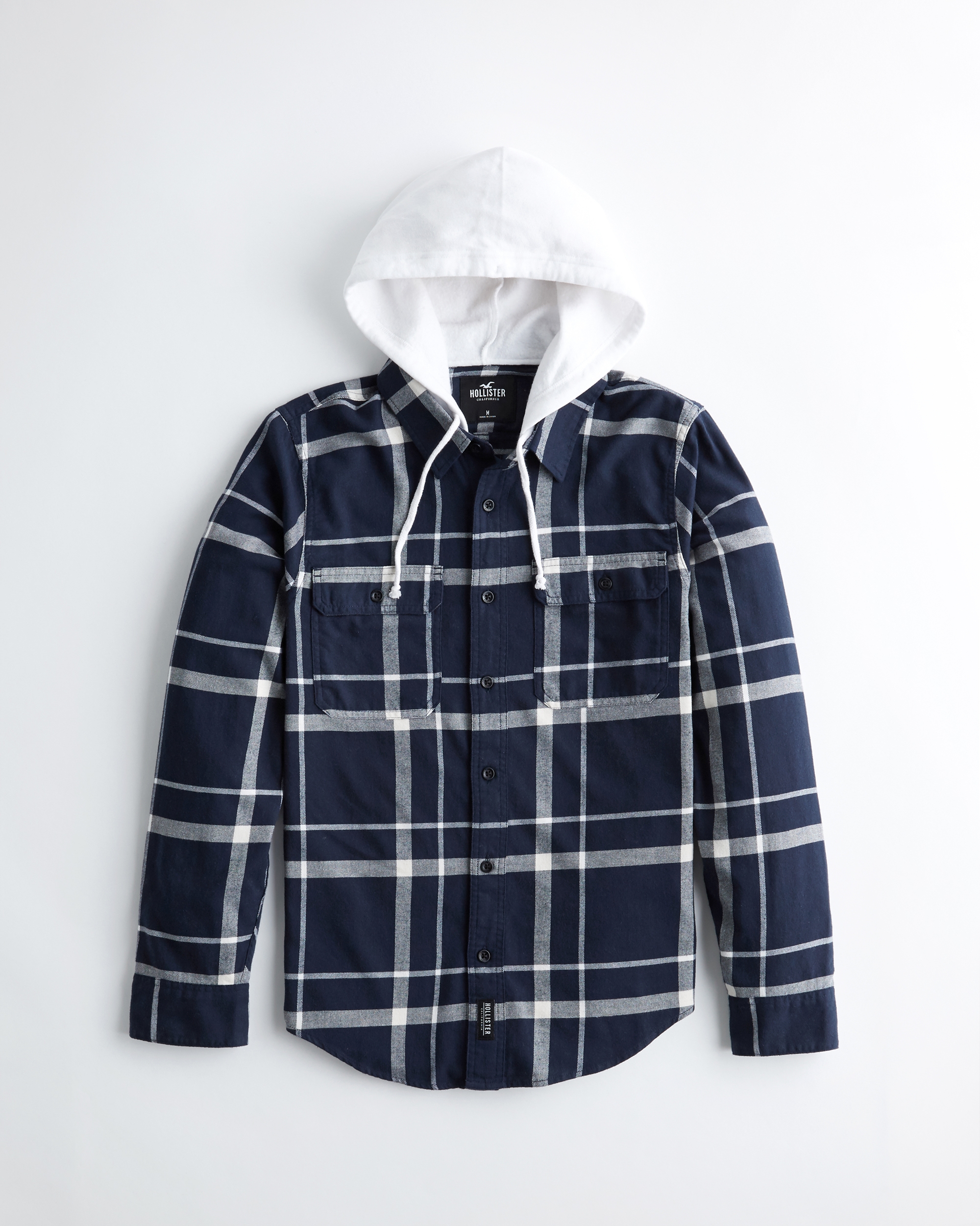 Hollister hooded best sale flannel shirt