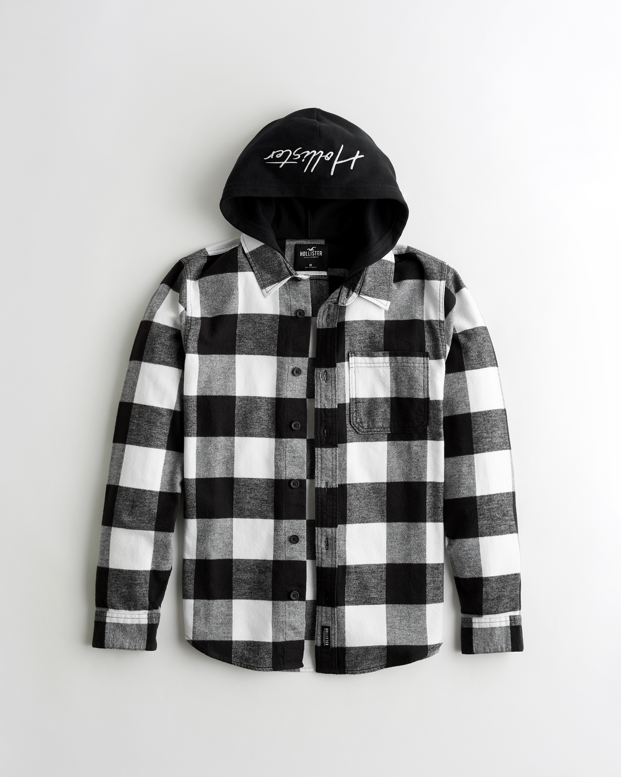 hollister hooded flannel shirt