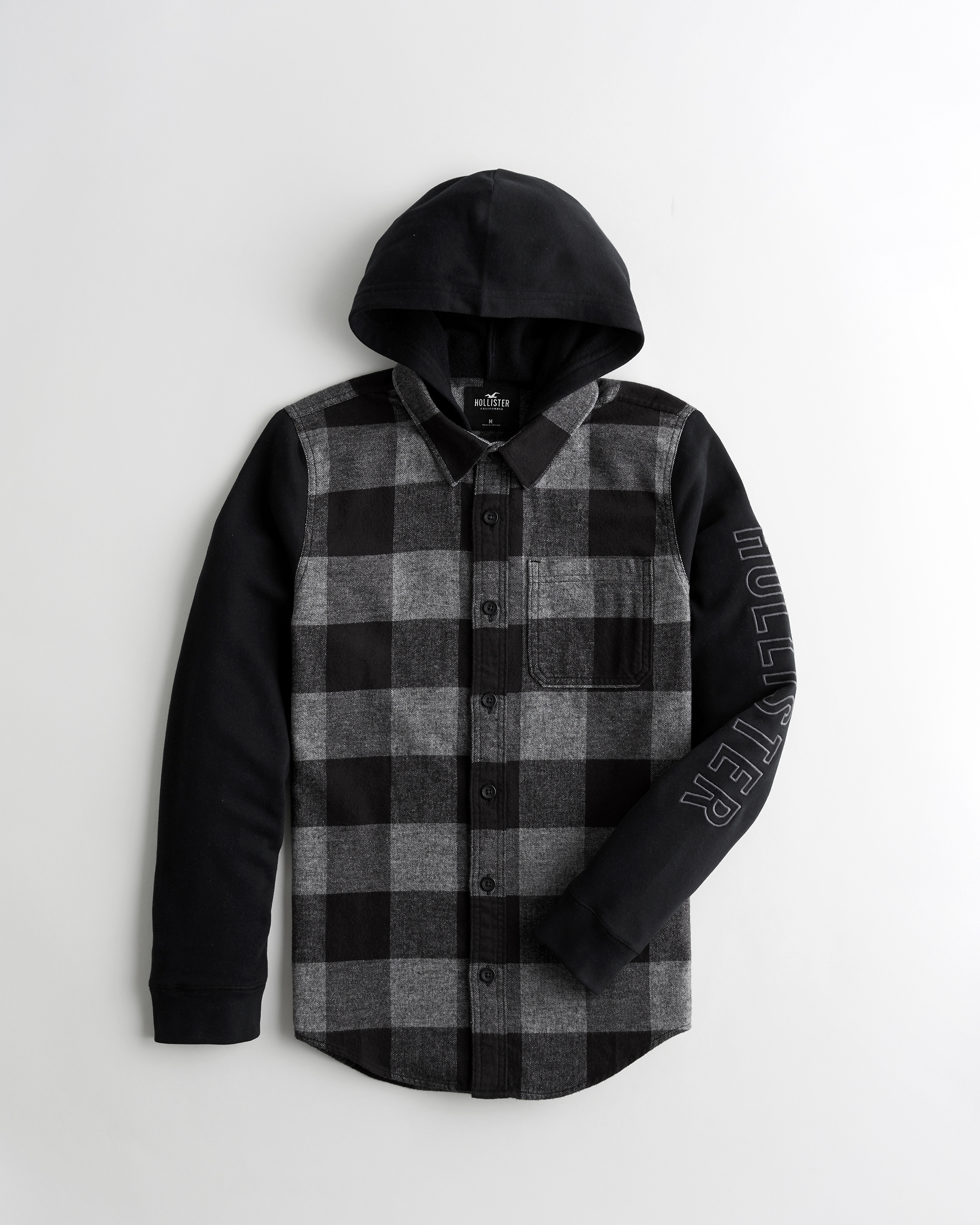 hollister hooded flannel shirt