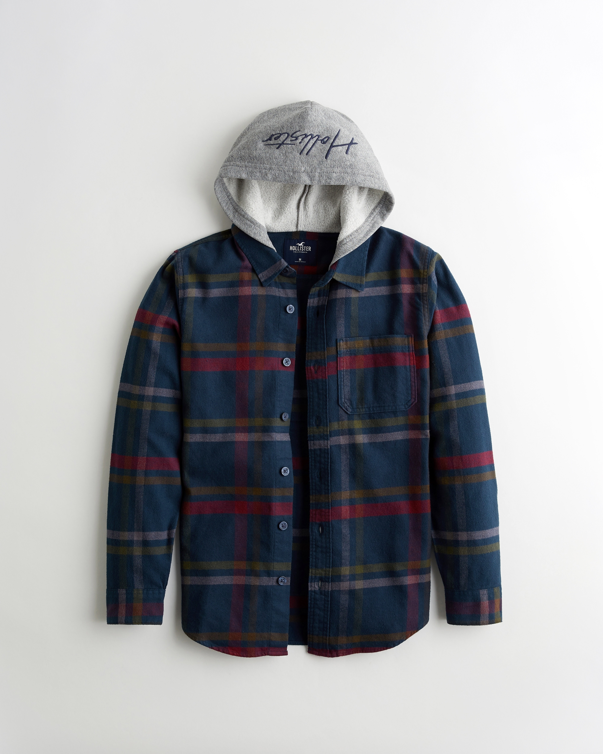 hollister hooded flannel shirt