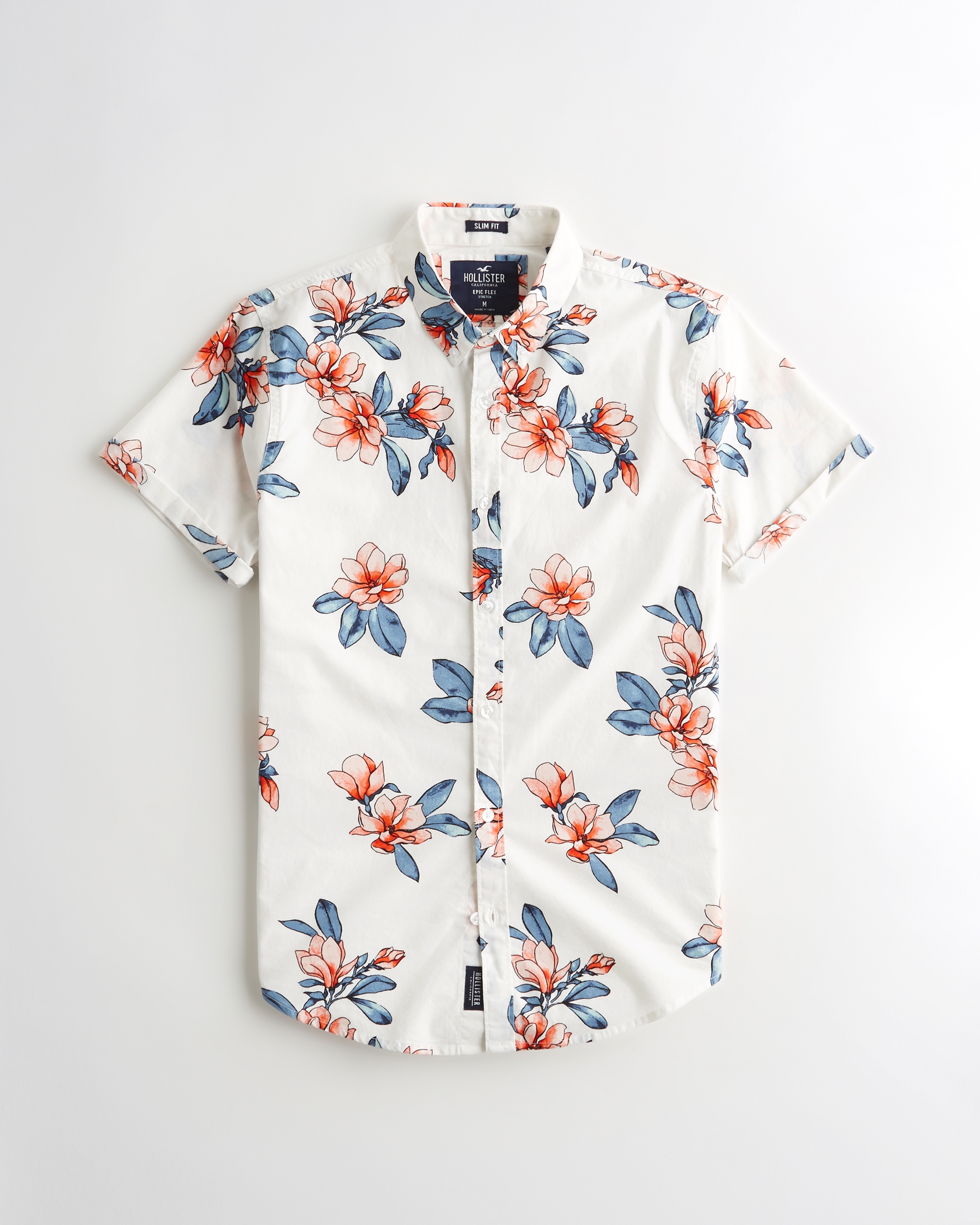 stretch poplin slim fit shirt hollister