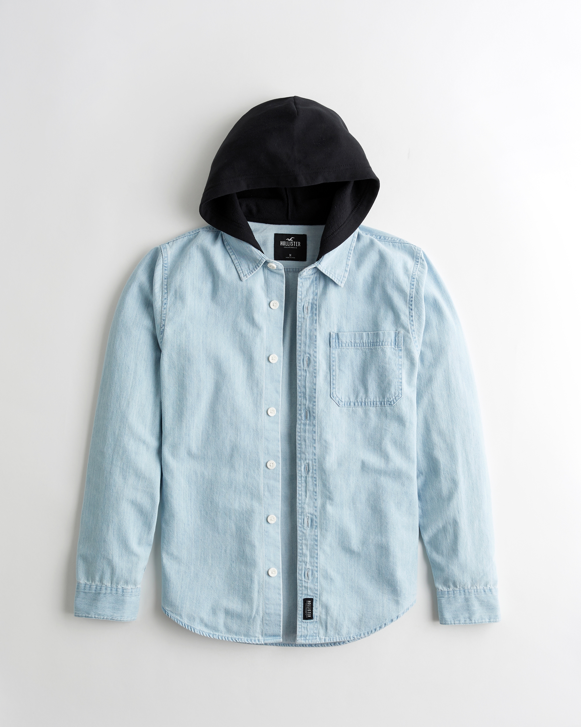 hooded denim shirt mens