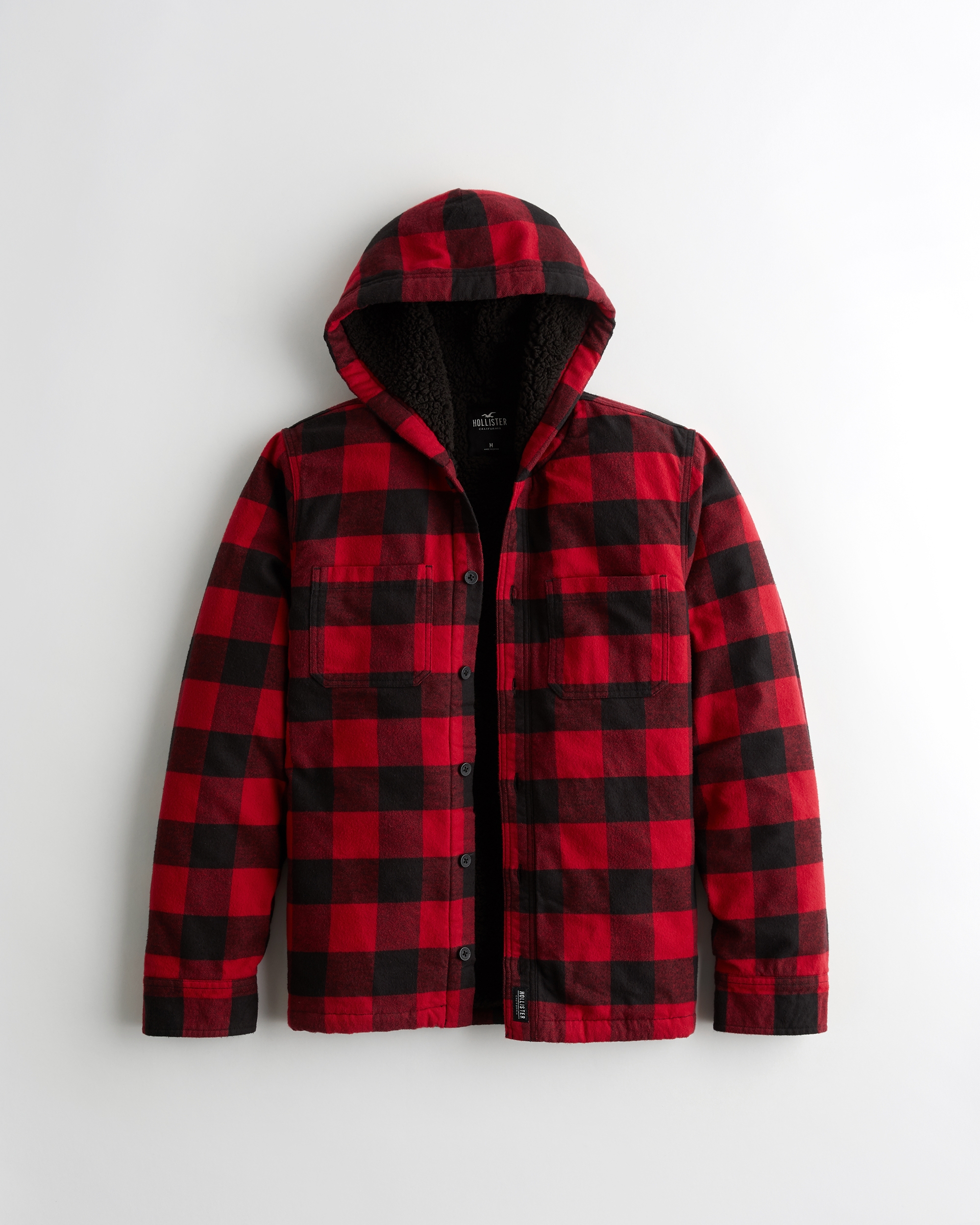 hollister hooded flannel shirt