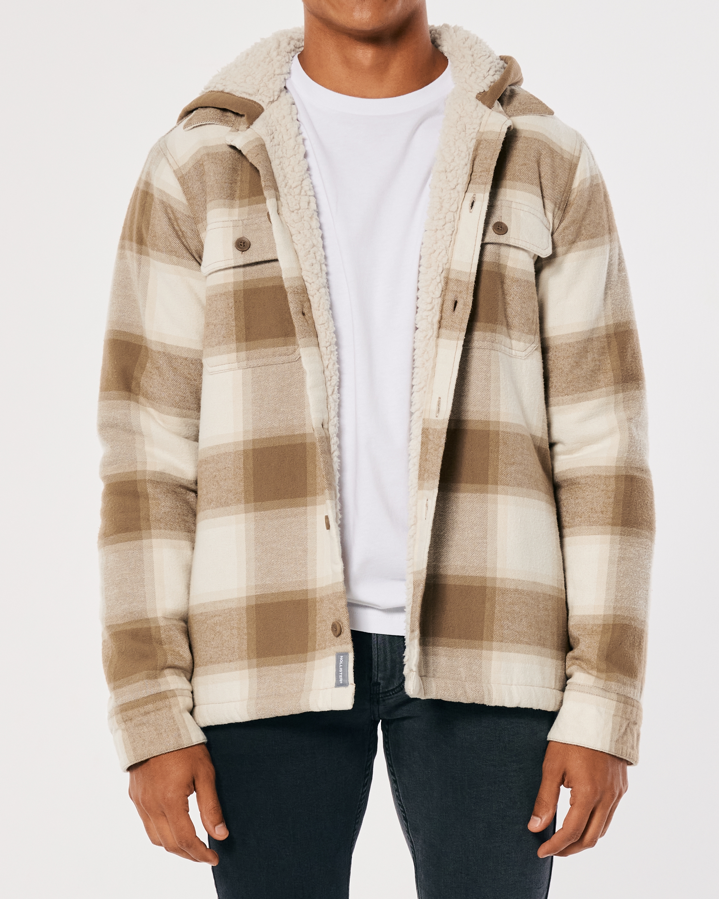 Hollister Relaxed Sherpa-Lined Hooded Flannel Shirt Jacket | Bramalea City  Centre