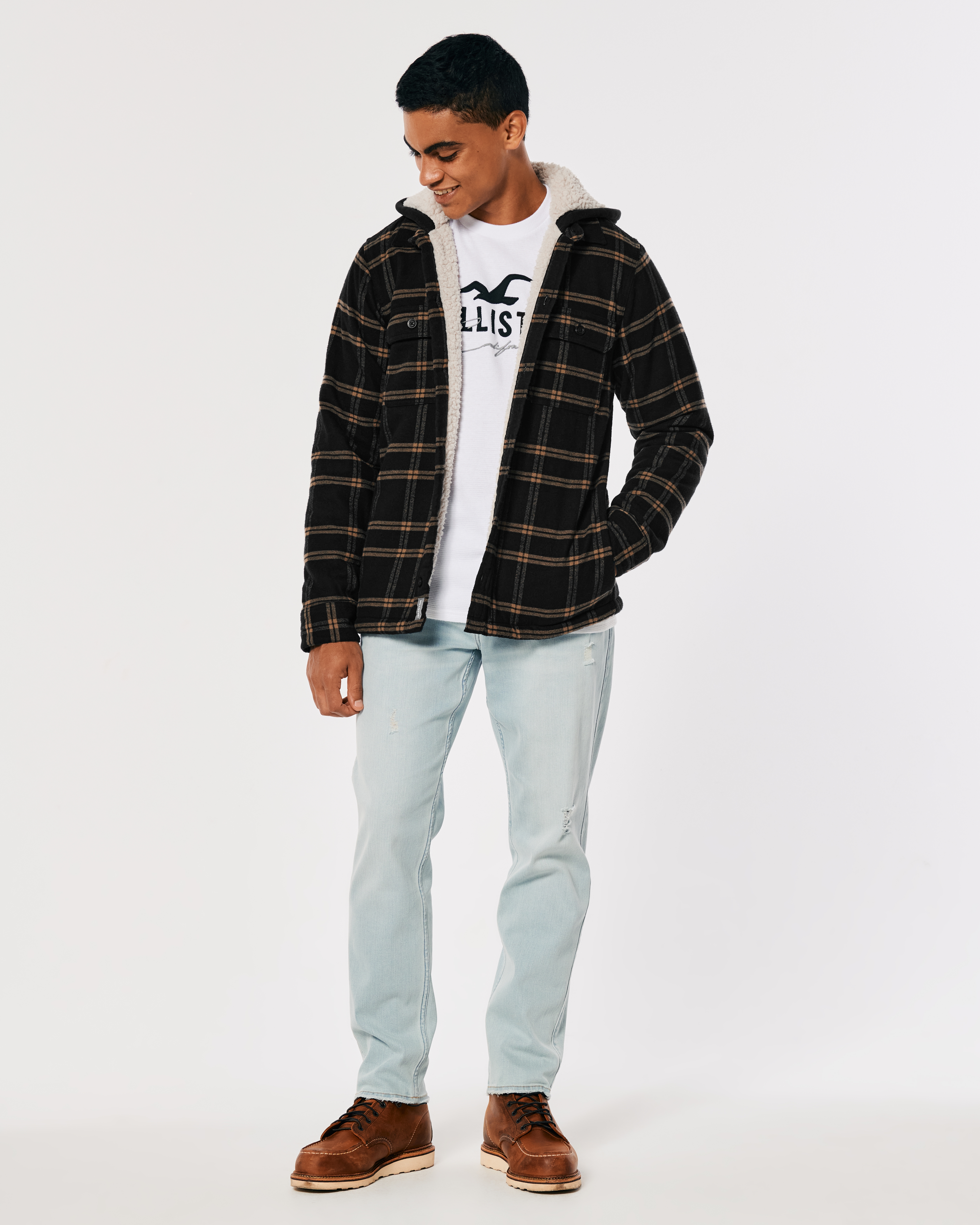 Hooded flannel deals shirt hollister