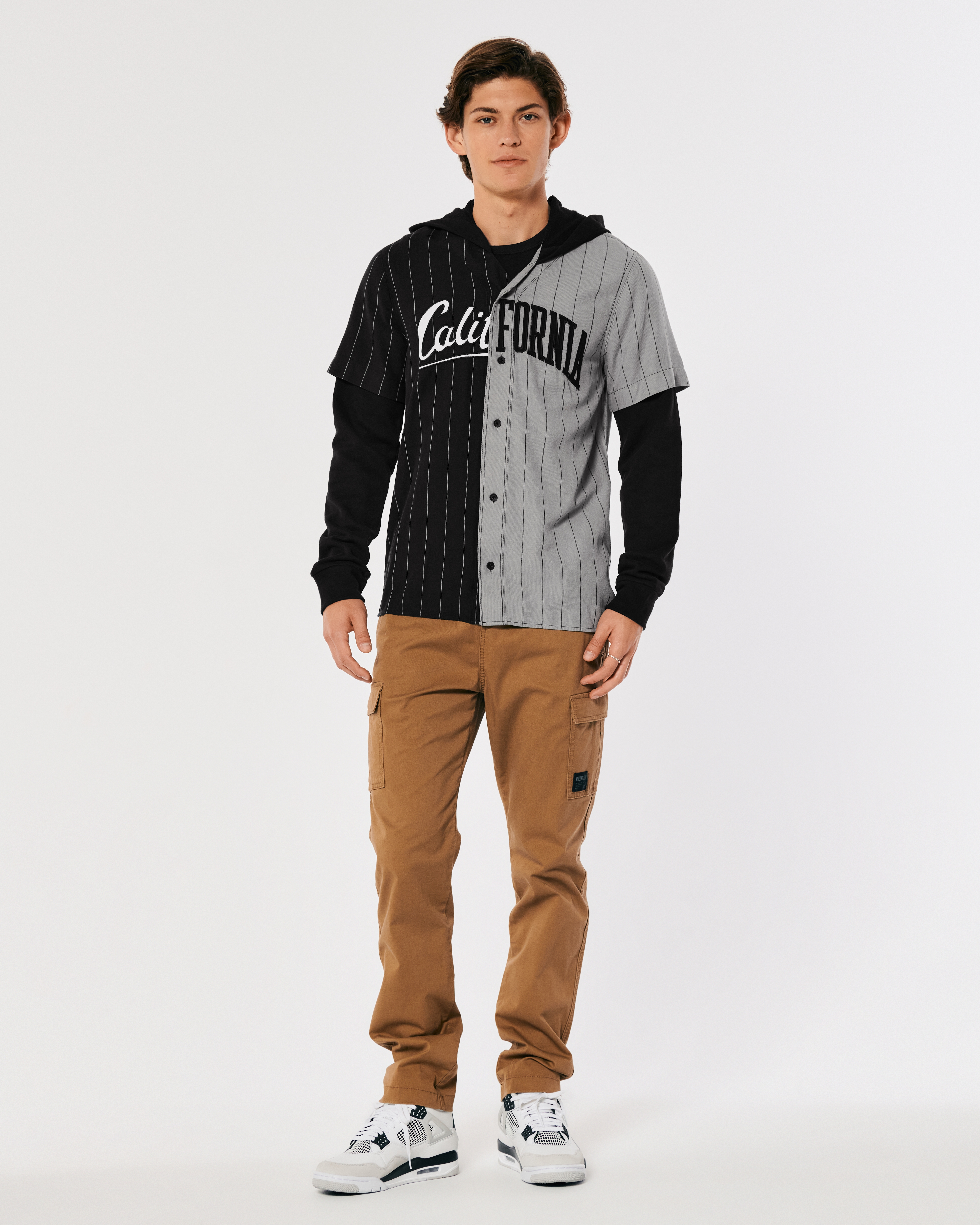 Relaxed Hooded Baseball Shirt