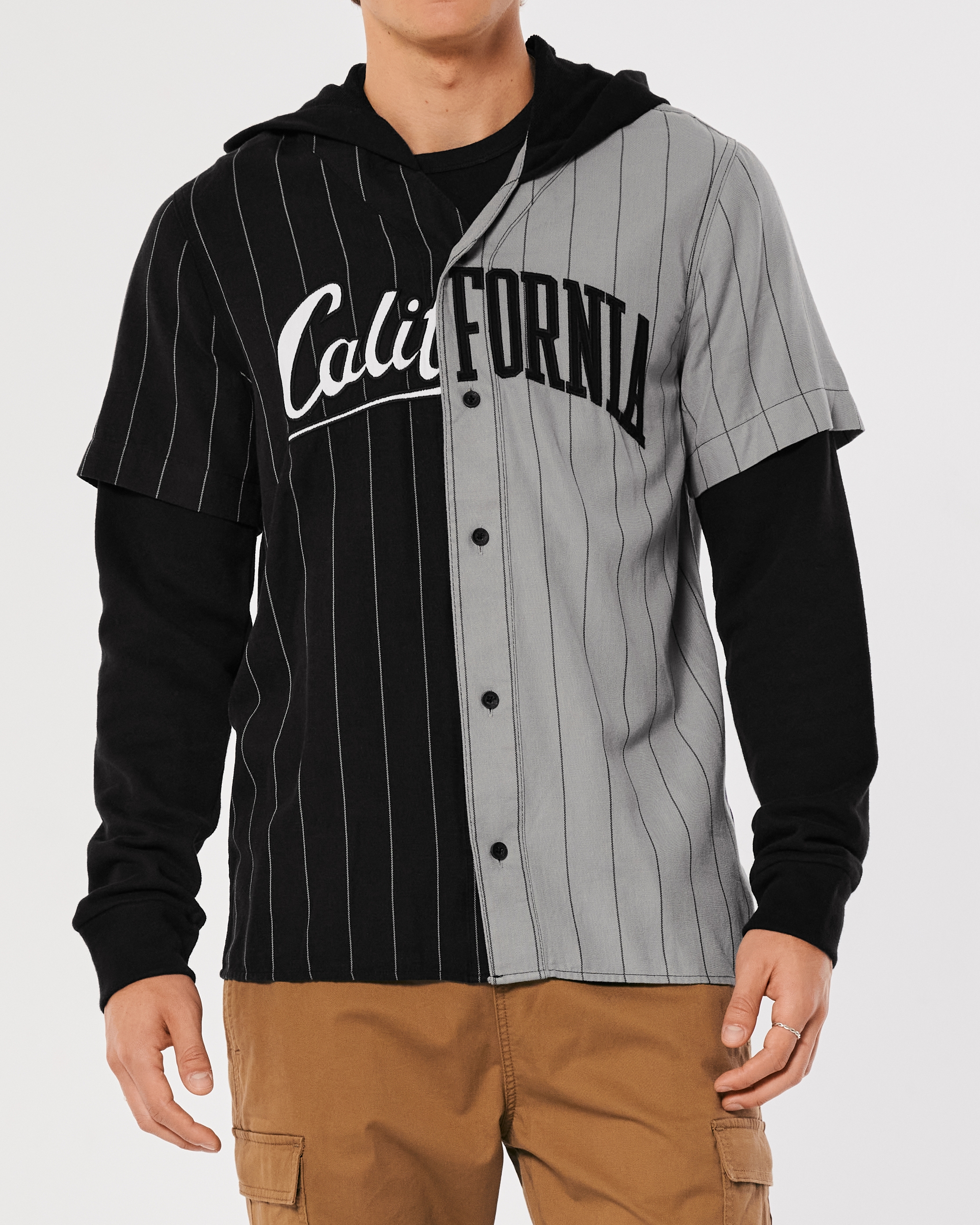 Relaxed Hooded Baseball Shirt