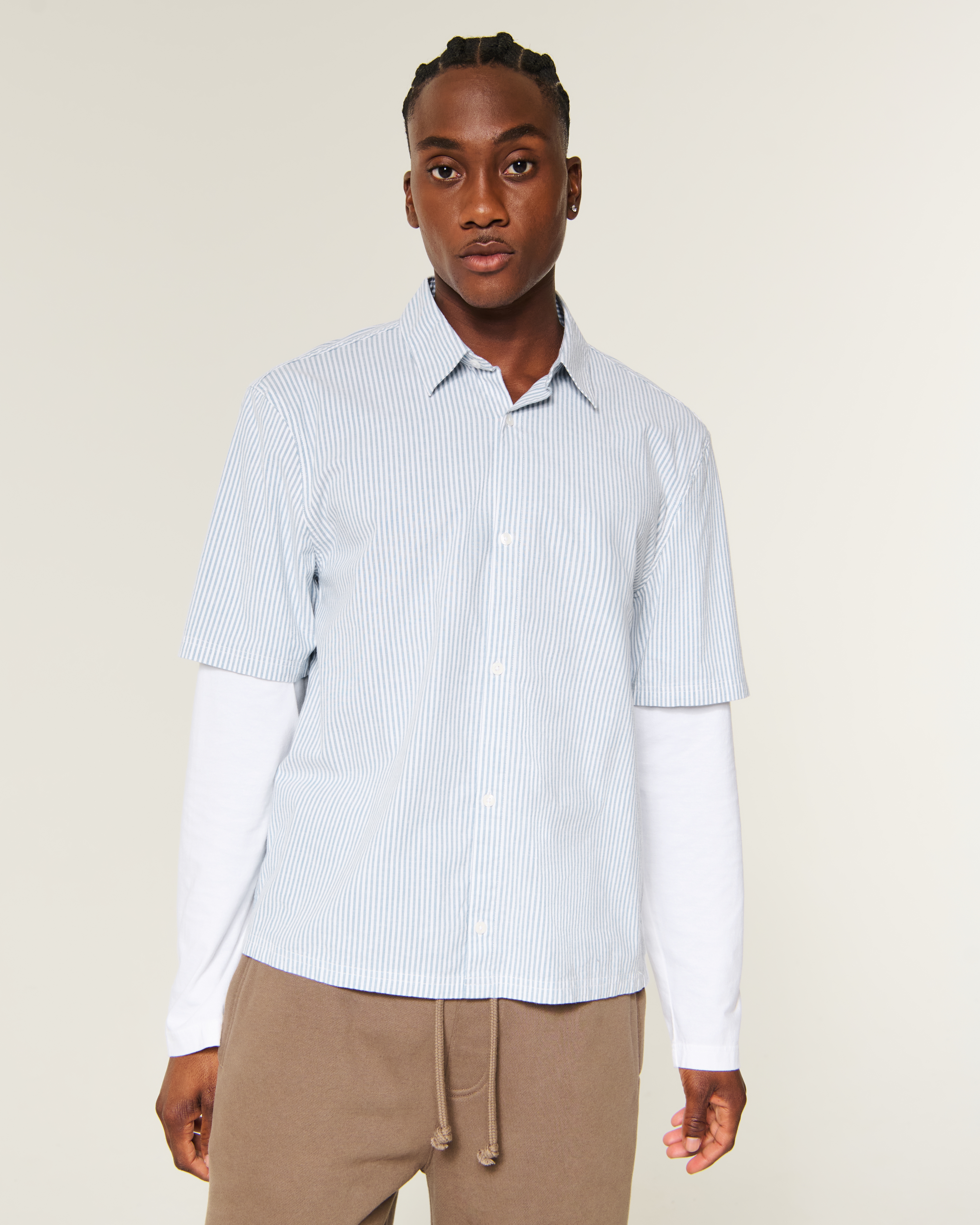 Boxy Layered Poplin Shirt