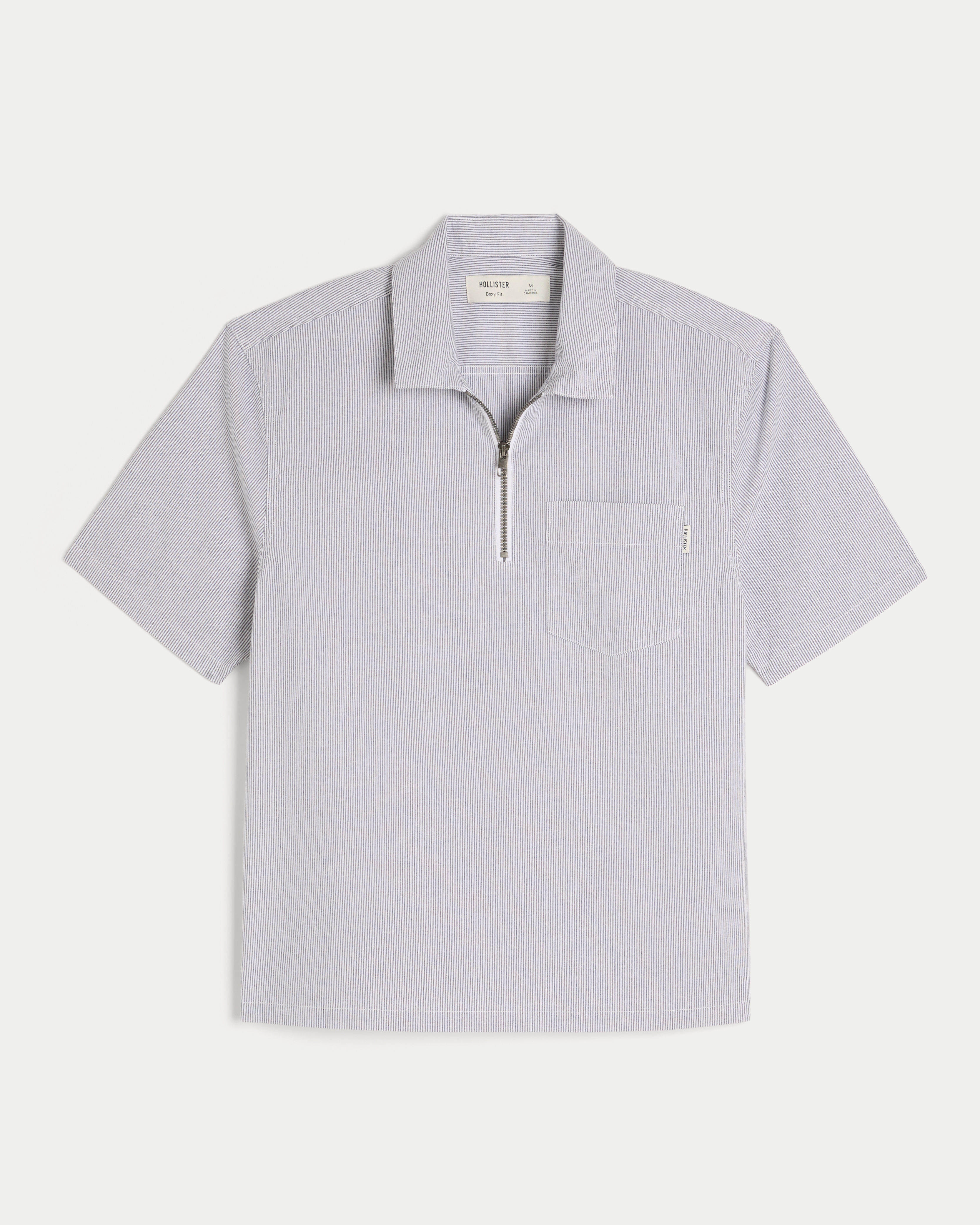 Boxy Short-Sleeve Half-Zip Shirt
