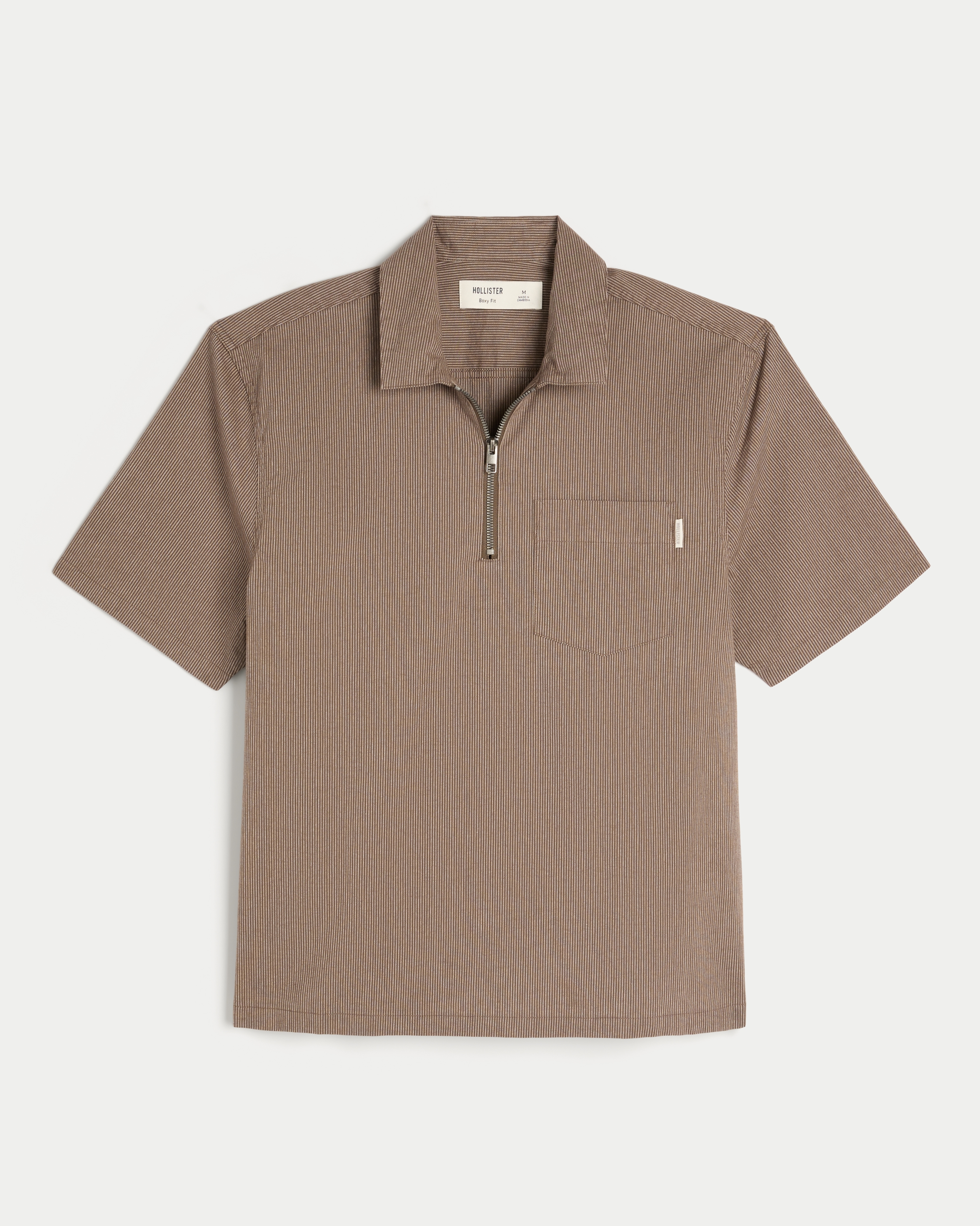 Boxy Short-Sleeve Half-Zip Shirt