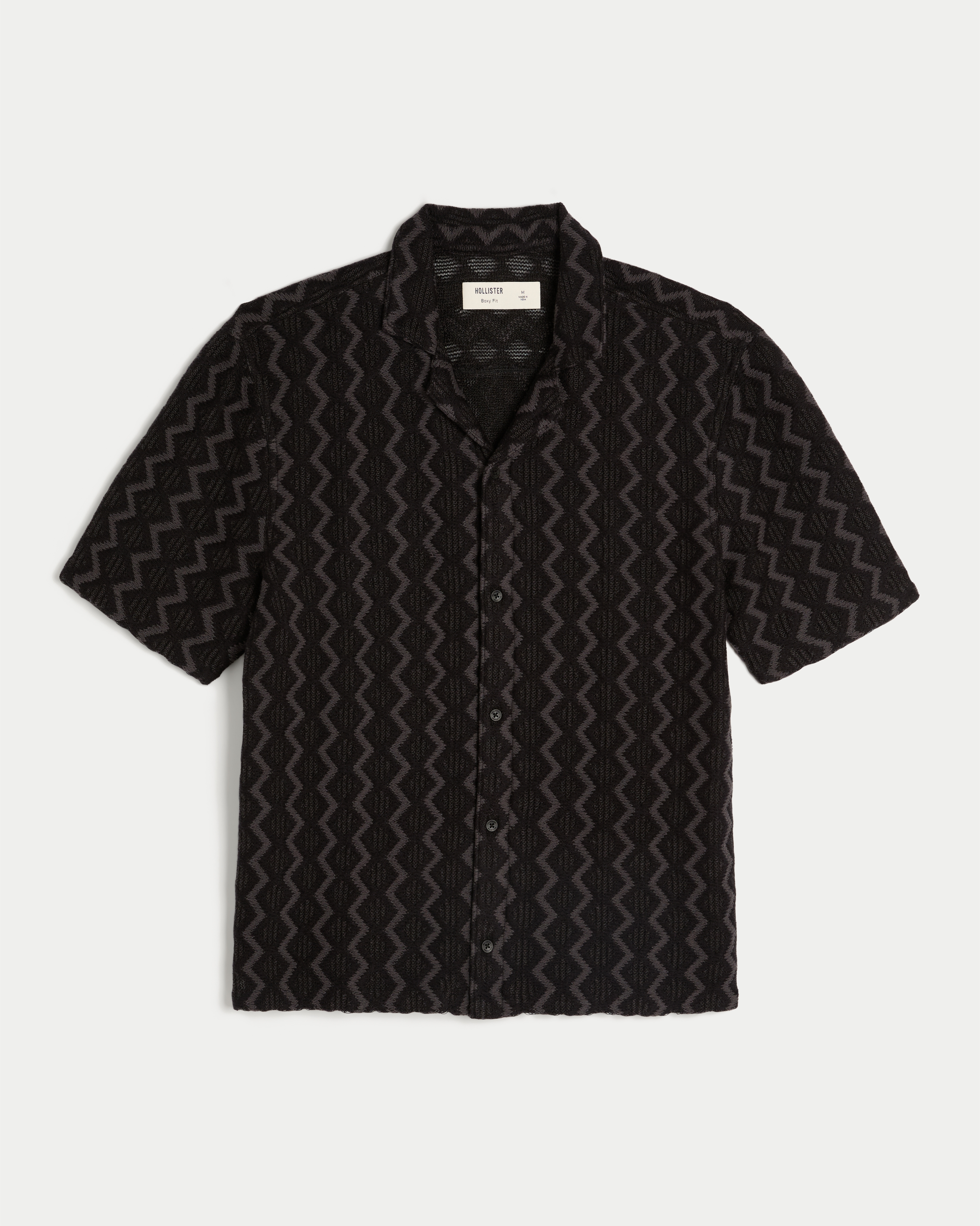 Boxy Short-Sleeve Crochet-Style Shirt