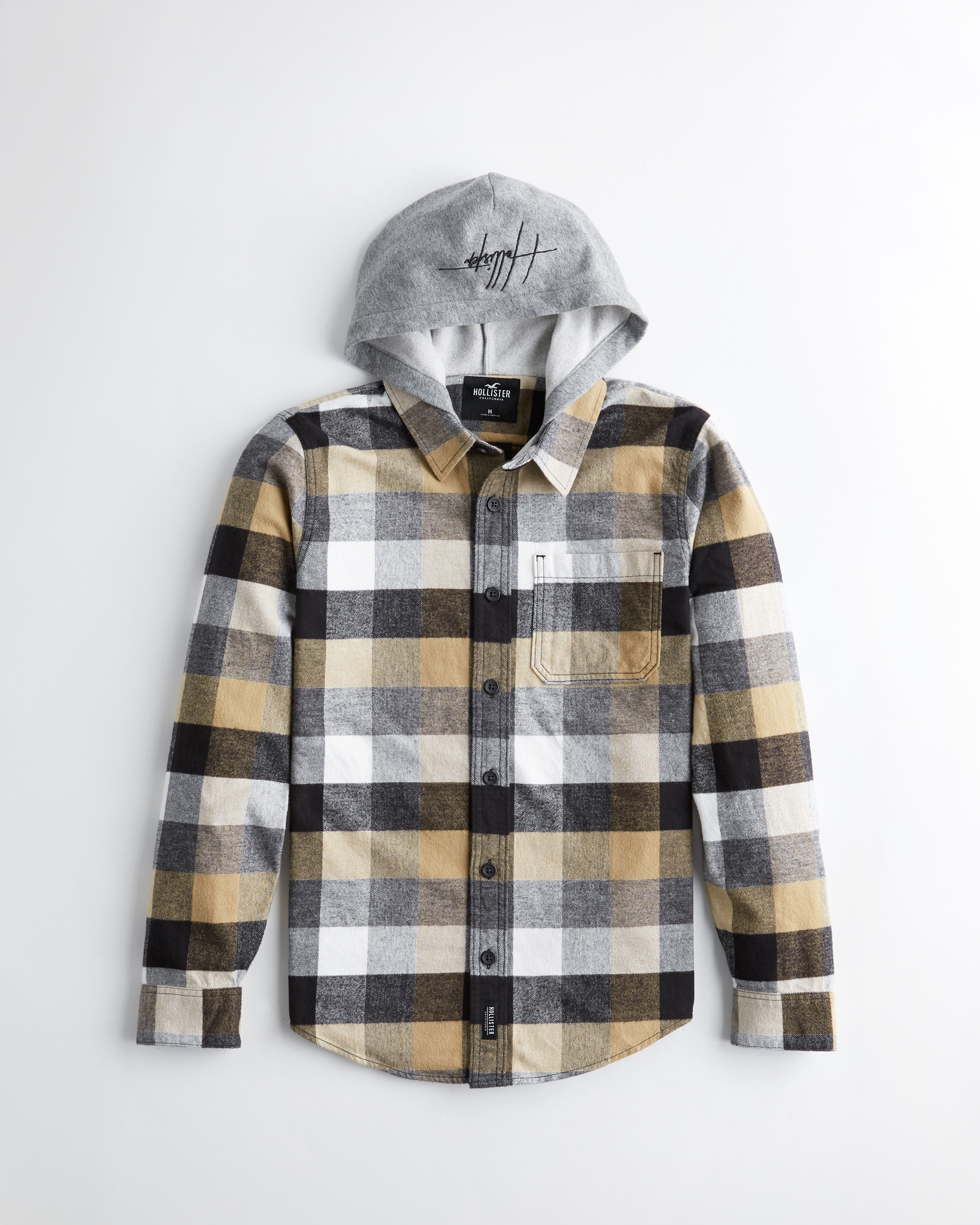 hollister hooded flannel shirt