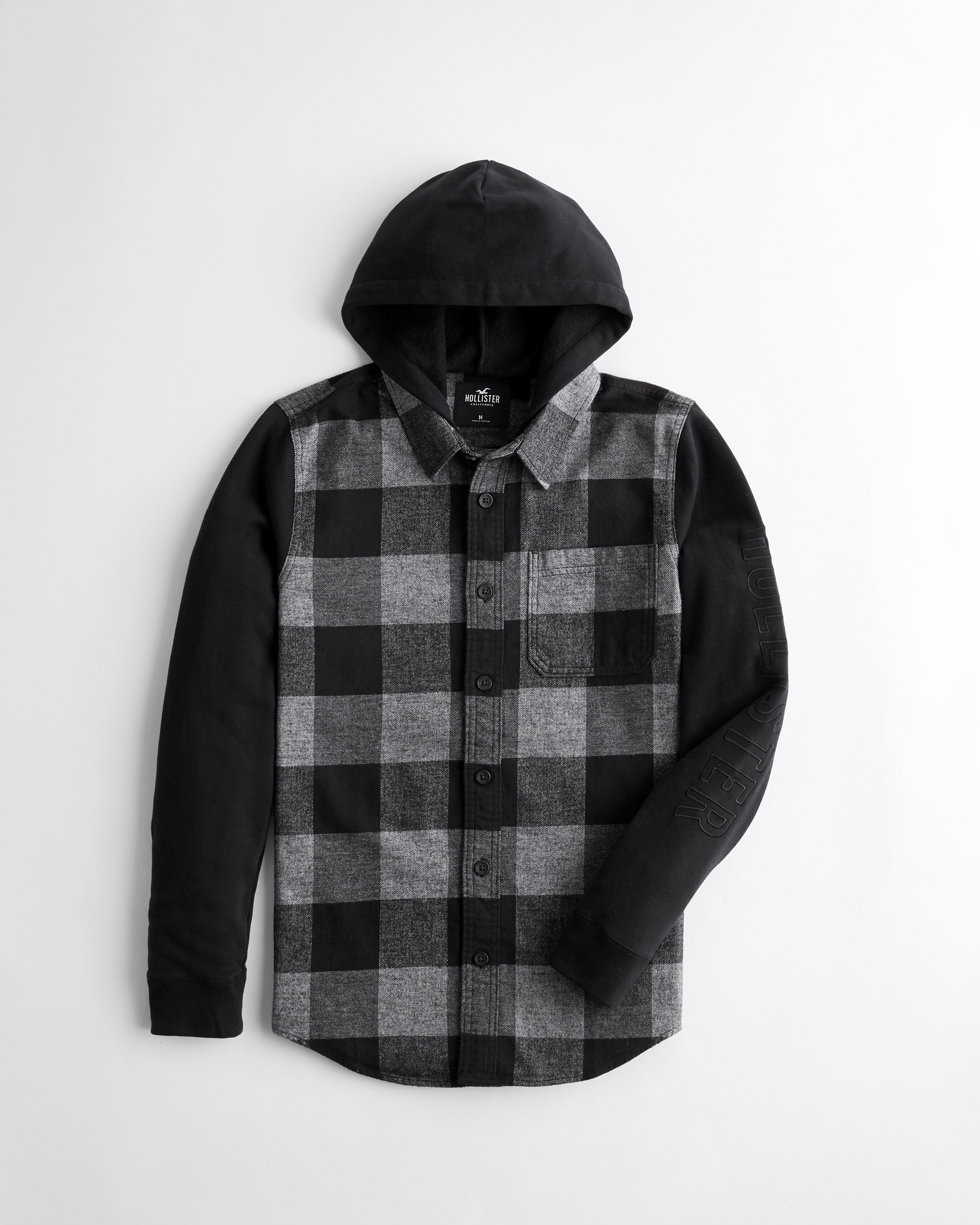 hollister hooded flannel shirt