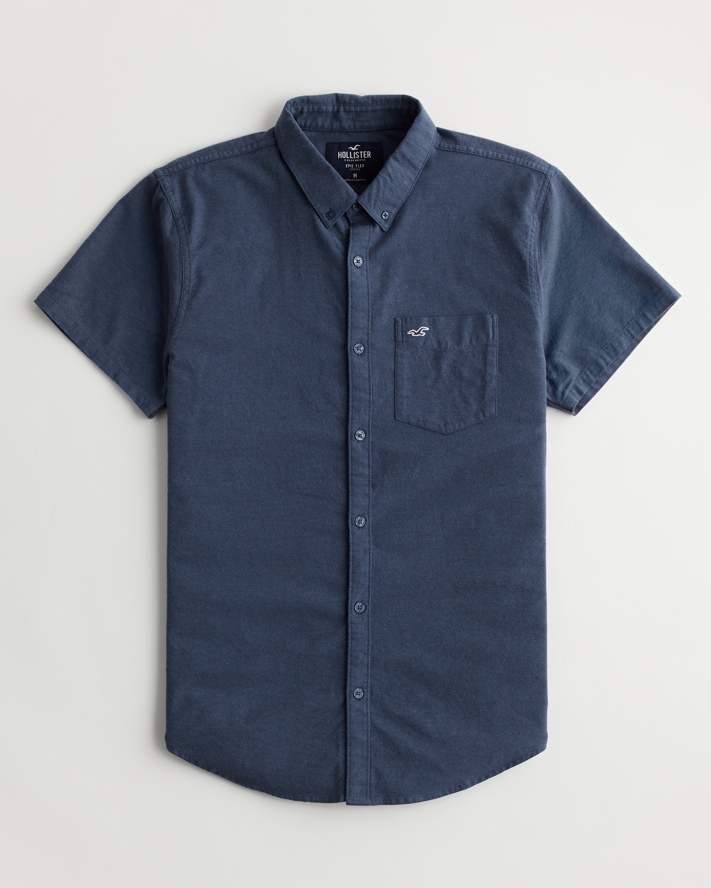 NEW Hollister Epic Flex Stretch Short Sleeved Button Down