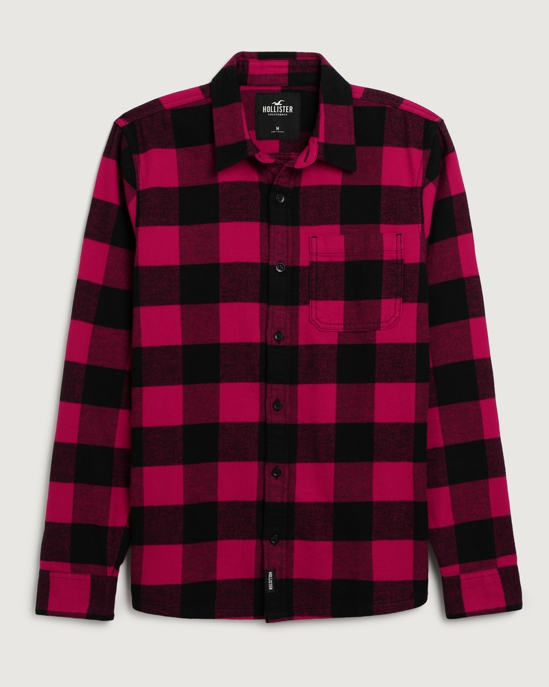 Men s Button Through Flannel Shirt Men s Sale HollisterCo