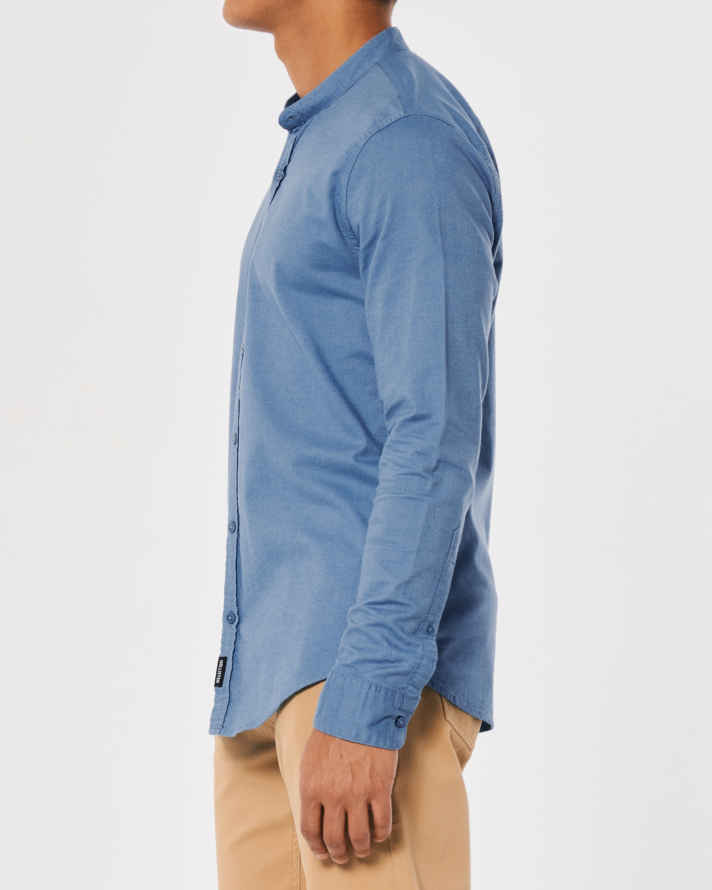 Muscle Fit Banded Collar Shirt