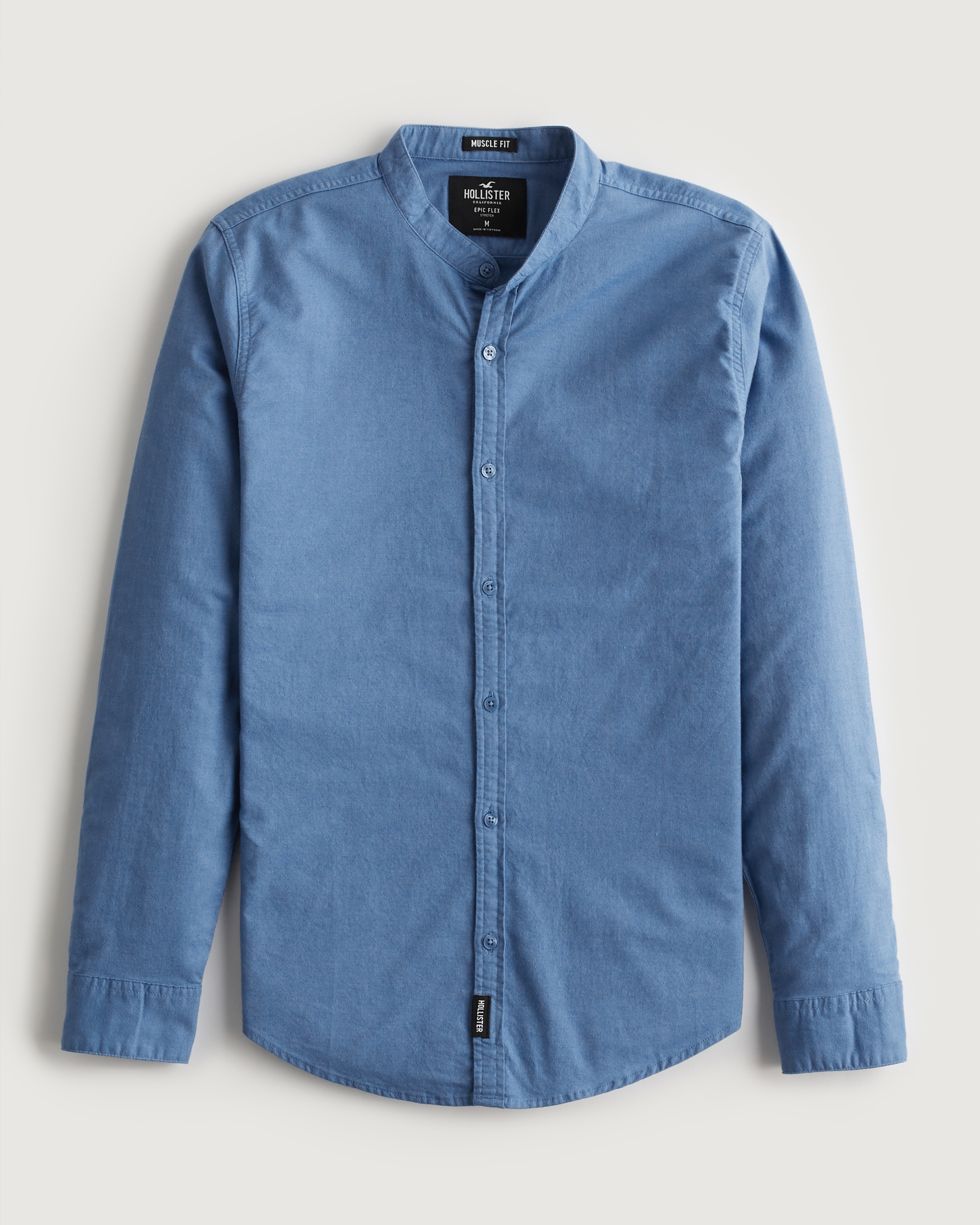 Men's Muscle Fit Banded Collar Shirt | Men's Sale | HollisterCo.com