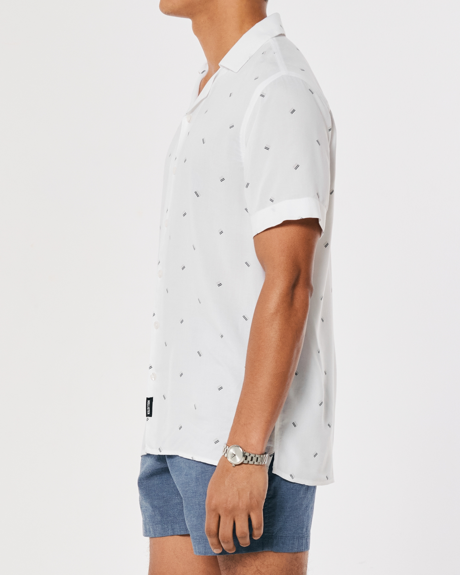 Hollister short-sleeved rayon bandana print shirt in white