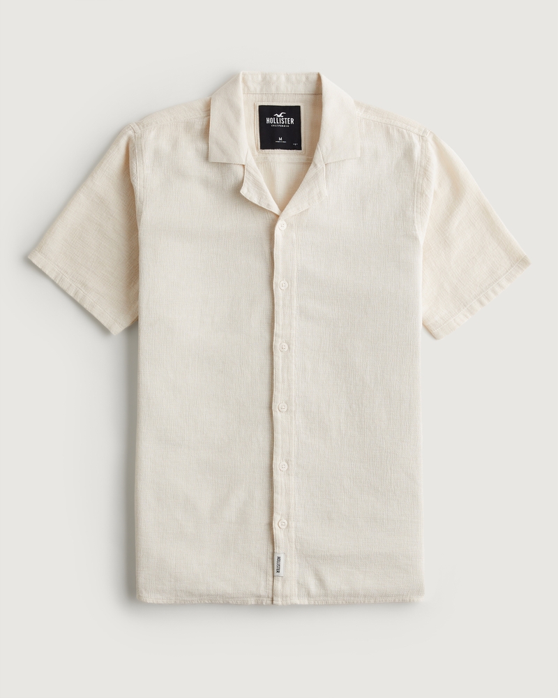 Men's Textured Short-Sleeve Shirt, Men's Clearance