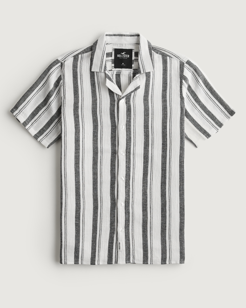 Hollister Men White Striped Shirt