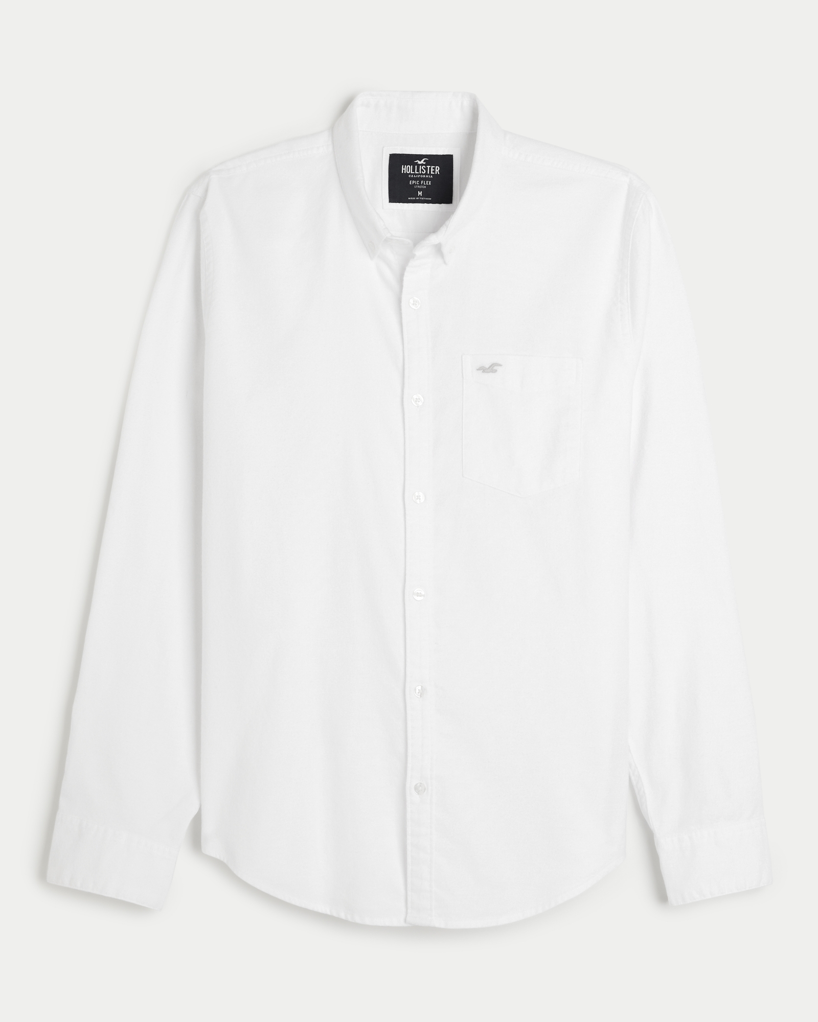 Hollister California Epic Flex Stretch Polo Shirt Size M White-Black