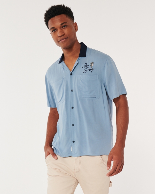 Hollister Short-Sleeve Striped Button-Through Shirt