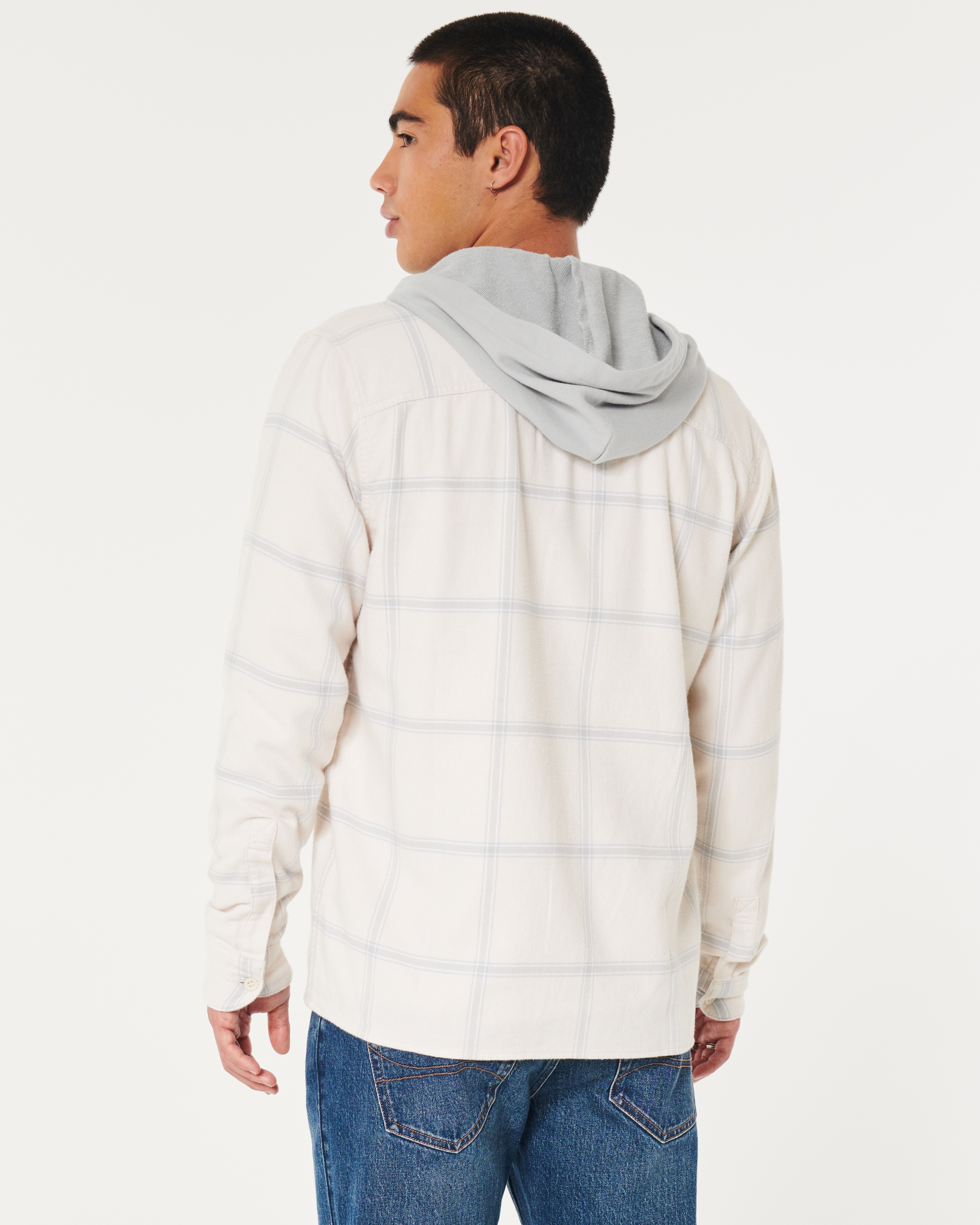 Hollister hooded best sale flannel shirt