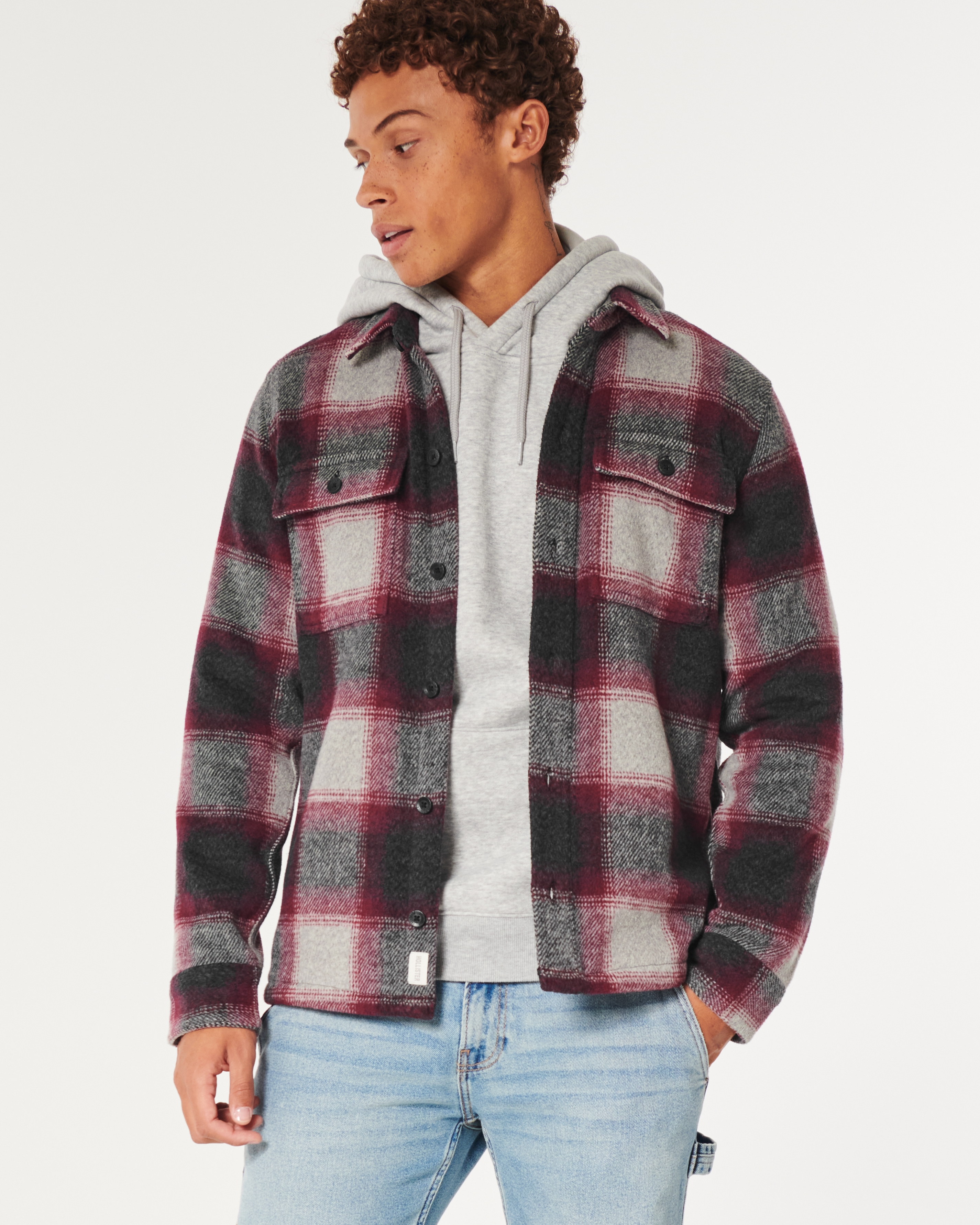 Hollister plaid outlet jacket