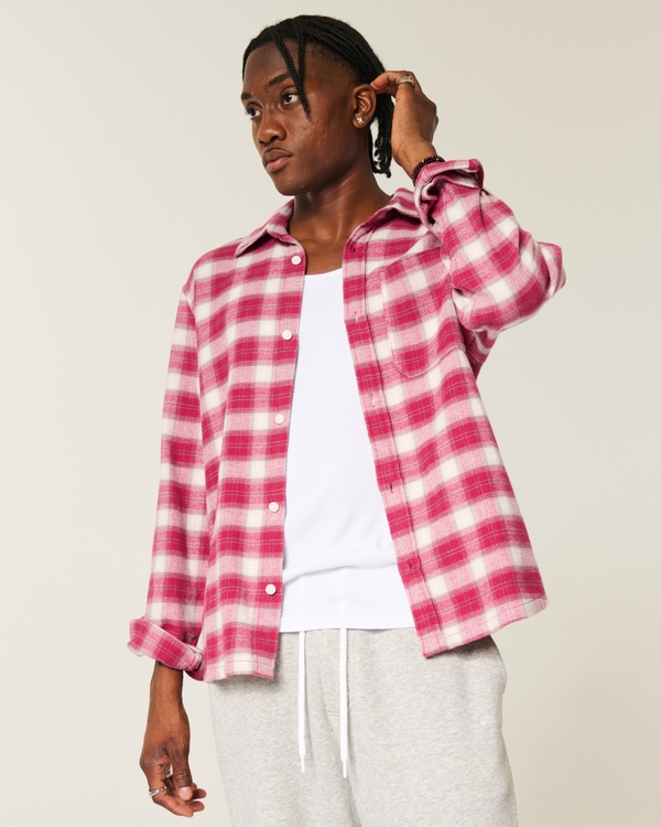 The Ohio State University Buckeyes Graphic Flannel Shirt, Red Plaid view 1