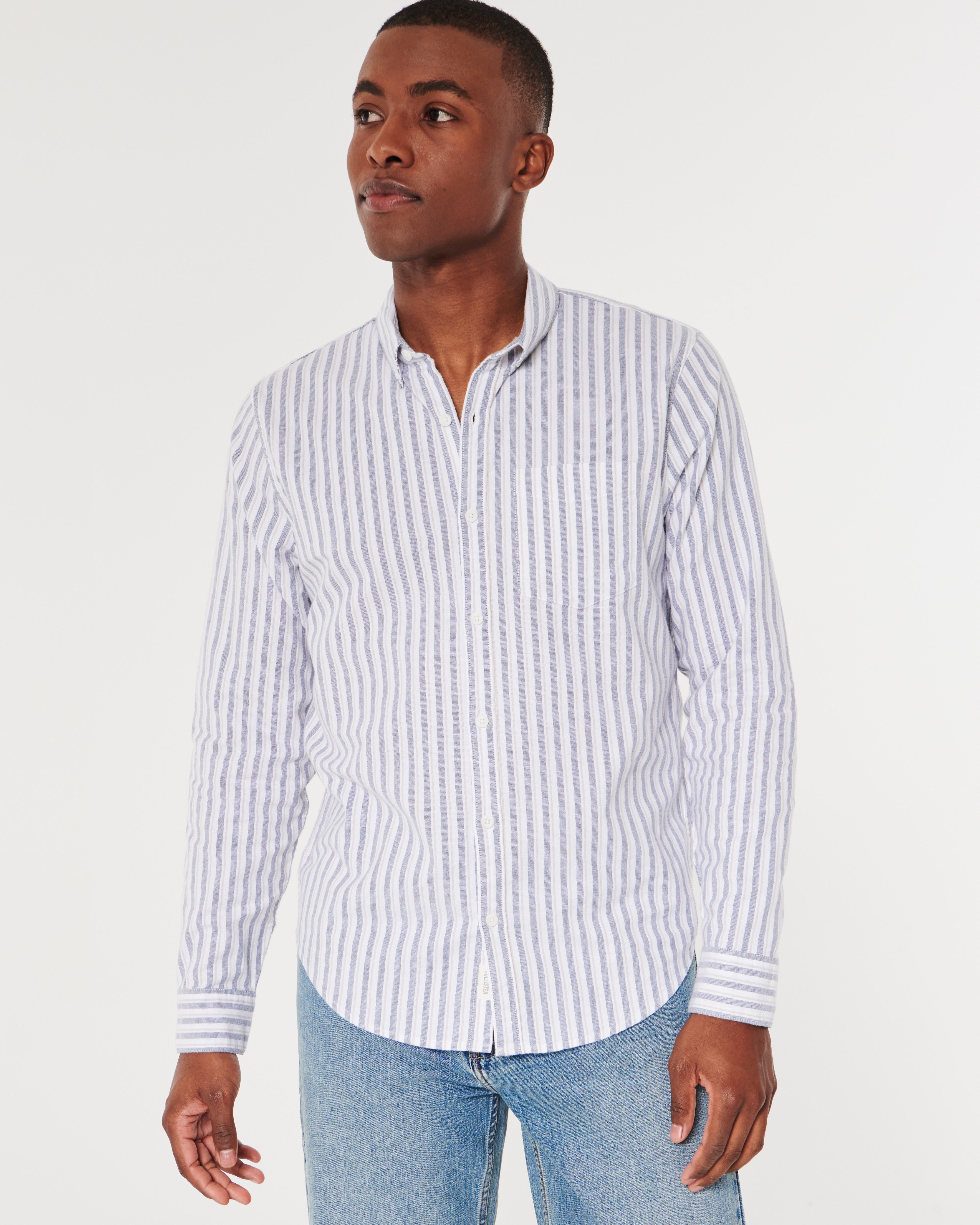 Stretch oxford slim store fit shirt hollister