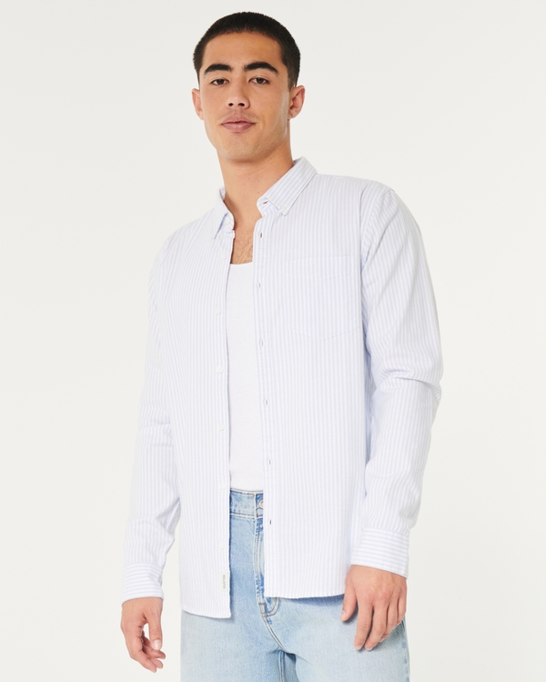 Stretch Oxford Shirt, Light Blue Stripe