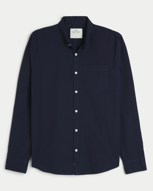 Hollister Stretch Oxford Shirt in Blue for Men