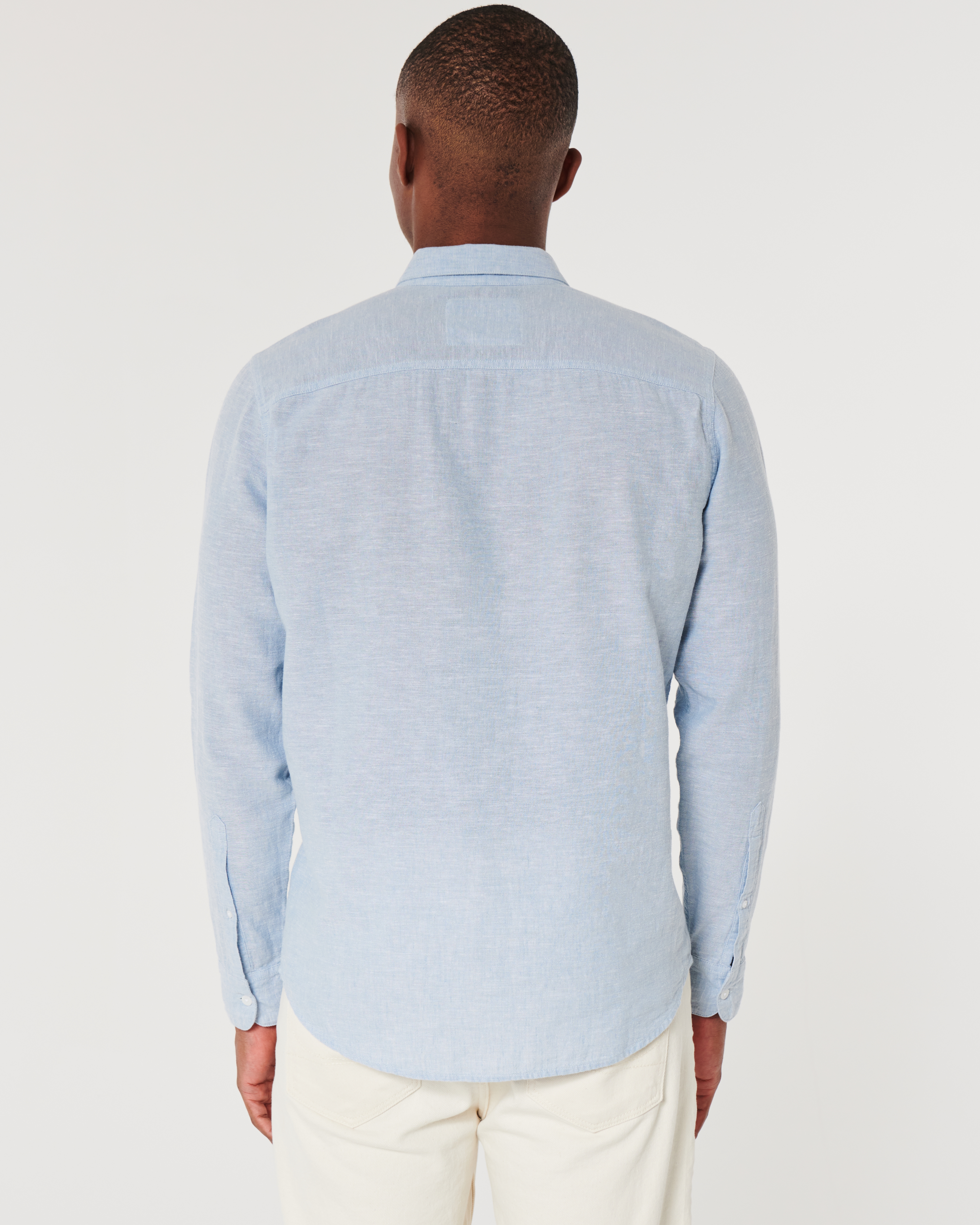 Long-Sleeve Linen Blend Button-Through Shirt
