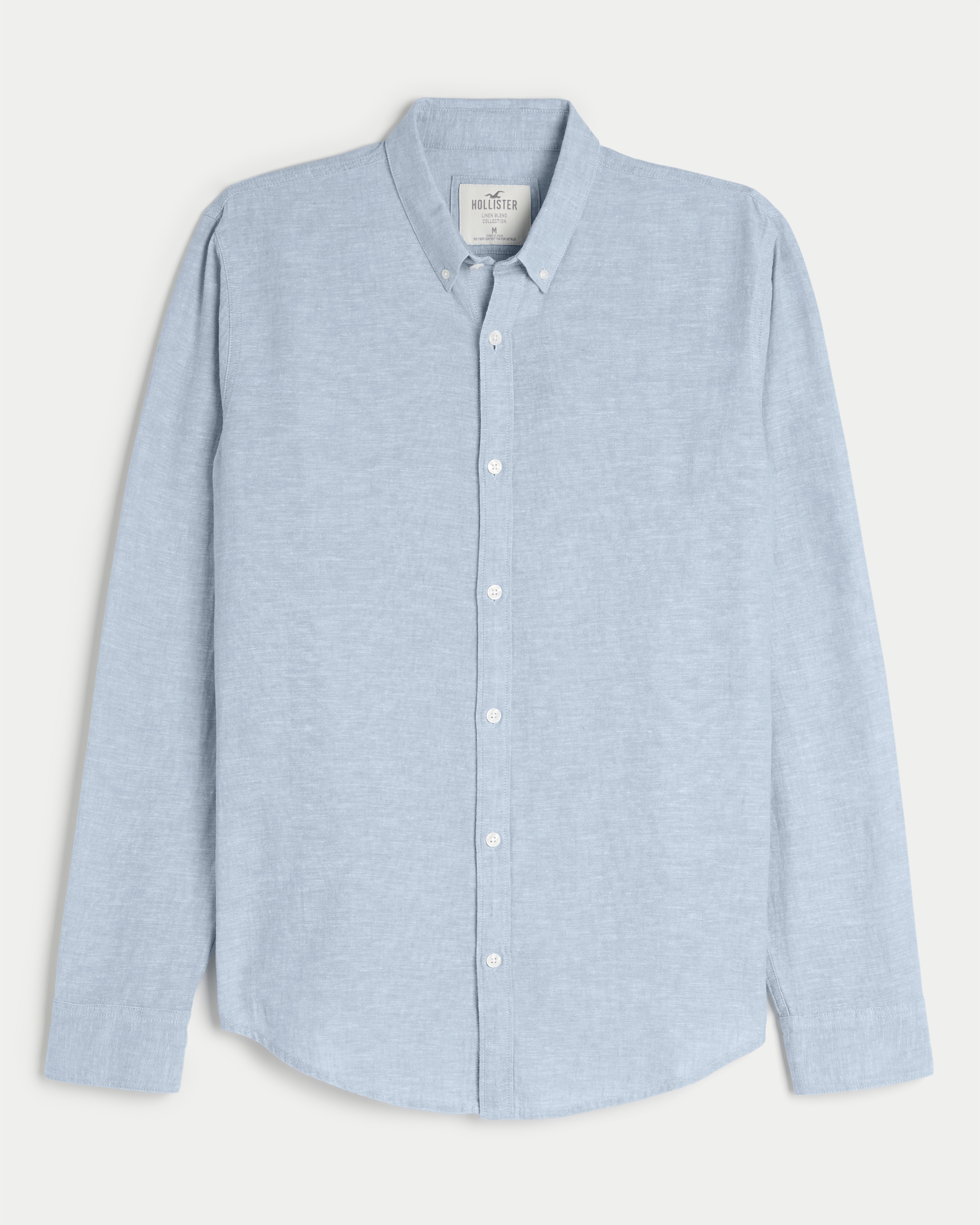 Long-Sleeve Linen Blend Button-Through Shirt
