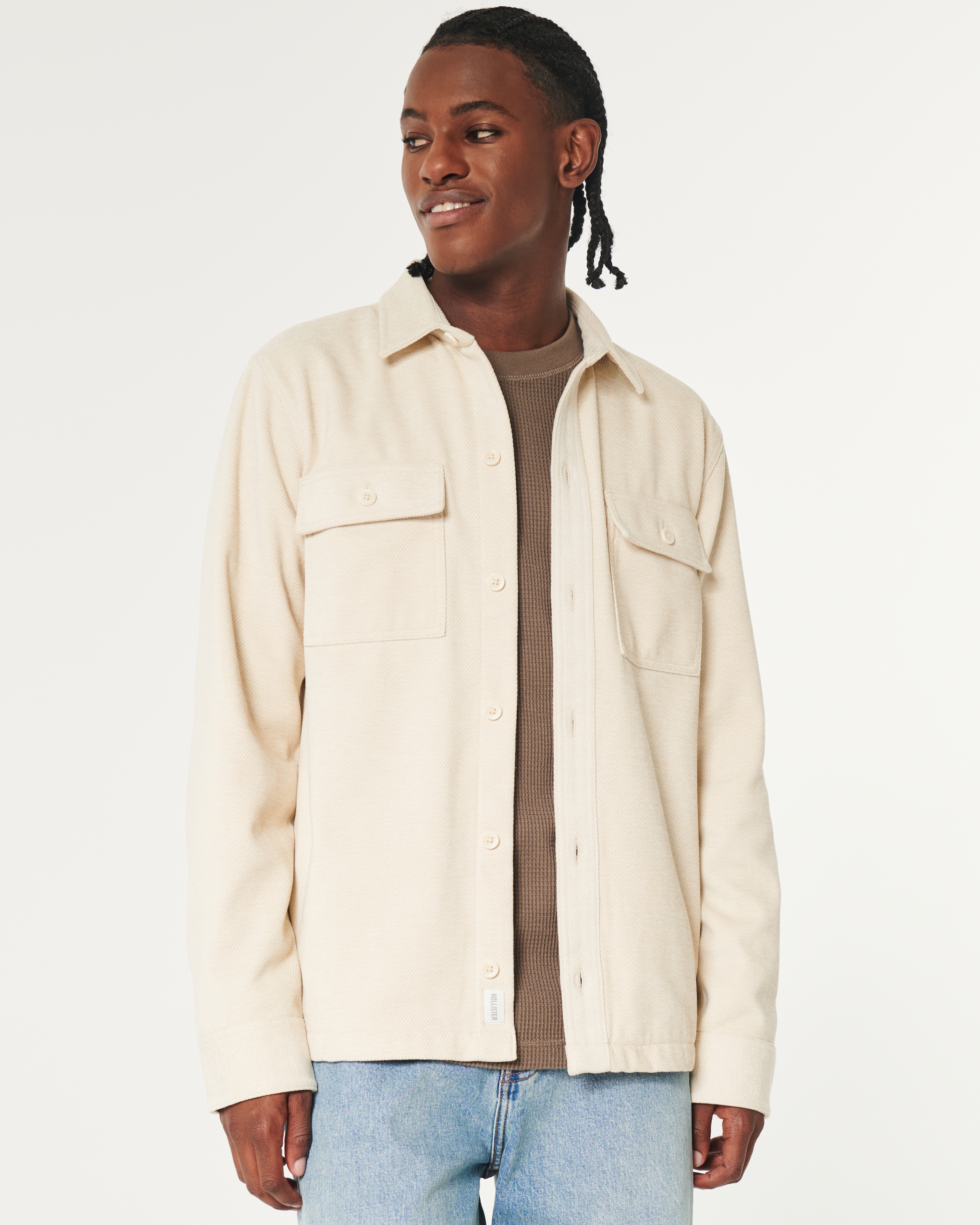 ジャケット   SS25 SOFT TWILL WAISTCOAT (K20K208017 PRP) Men's Twill Shacket | Men's Sale | HollisterCo.com