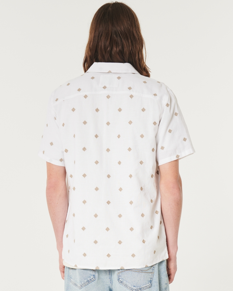 Short-Sleeve Embroidered Pattern Shirt