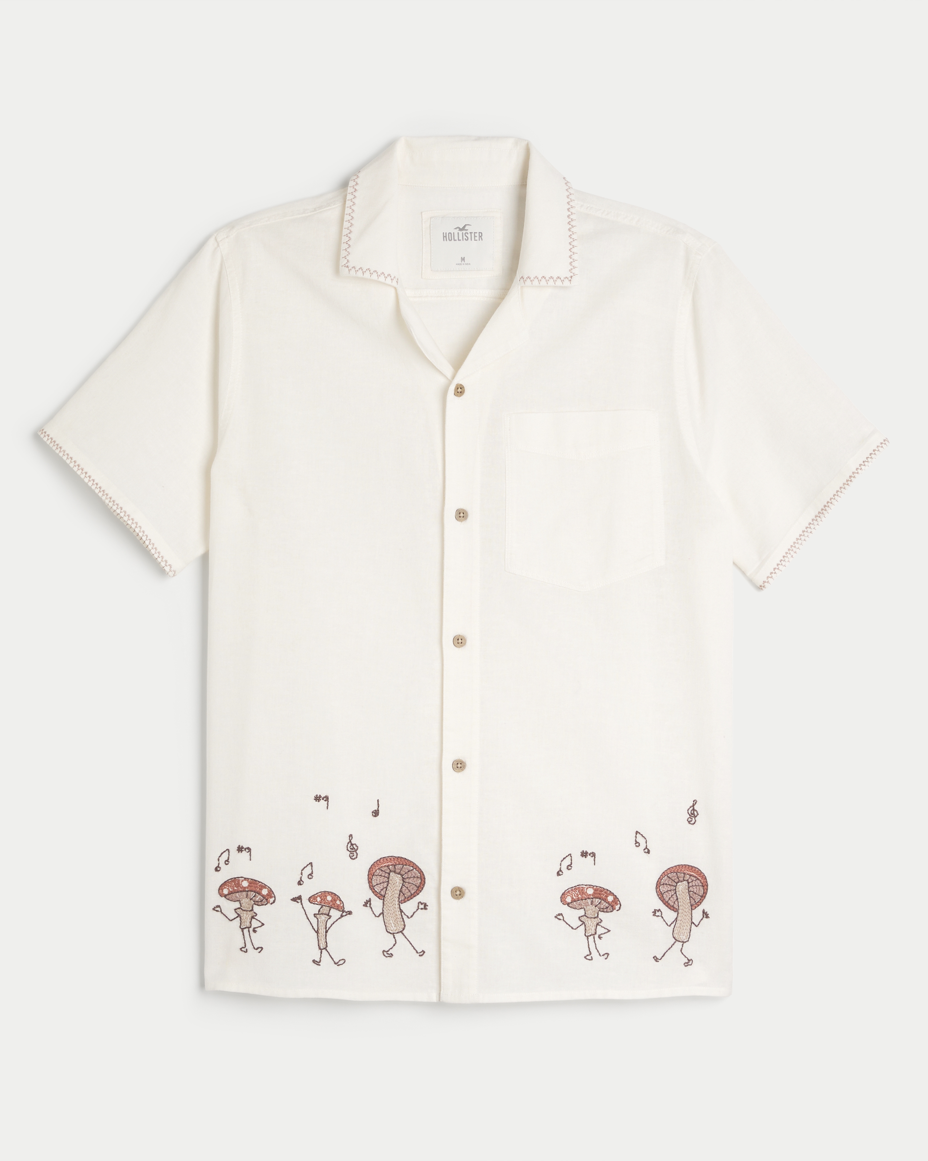 Short-Sleeve Embroidered Pattern Shirt