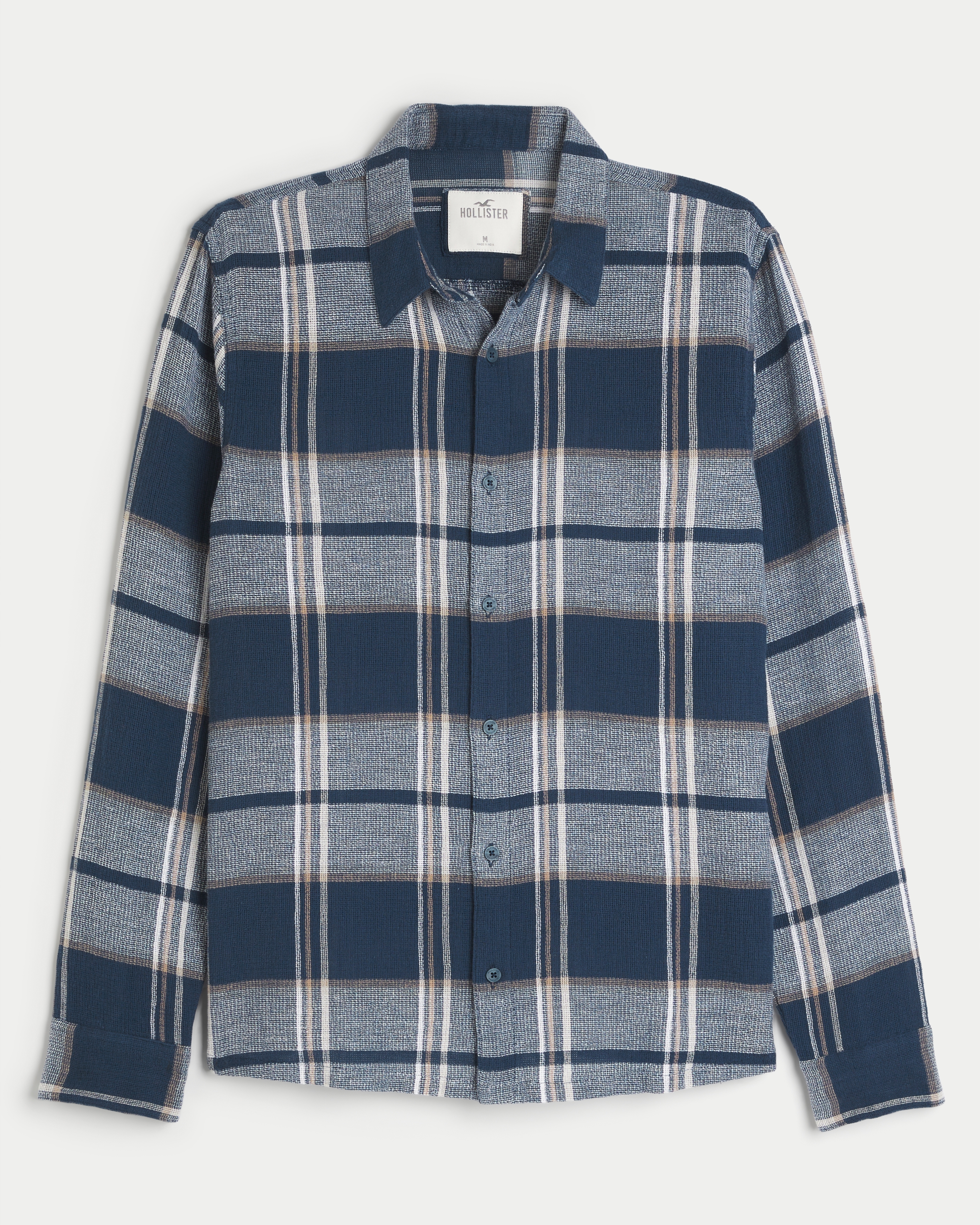 Essentials Camicia in Jeans a Maniche Lunghe Vestibilità Aderente con Bottoni Automatici Uomo, Blu, XS