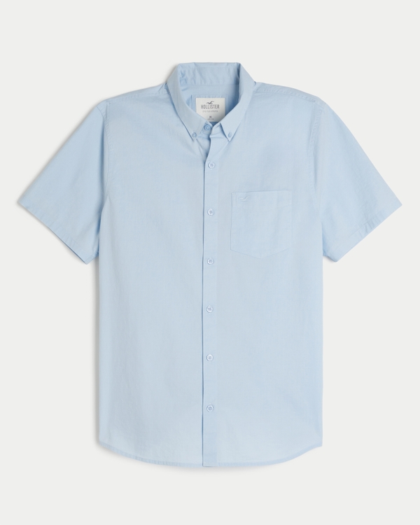 Short-Sleeve Icon Oxford Shirt, Light Blue