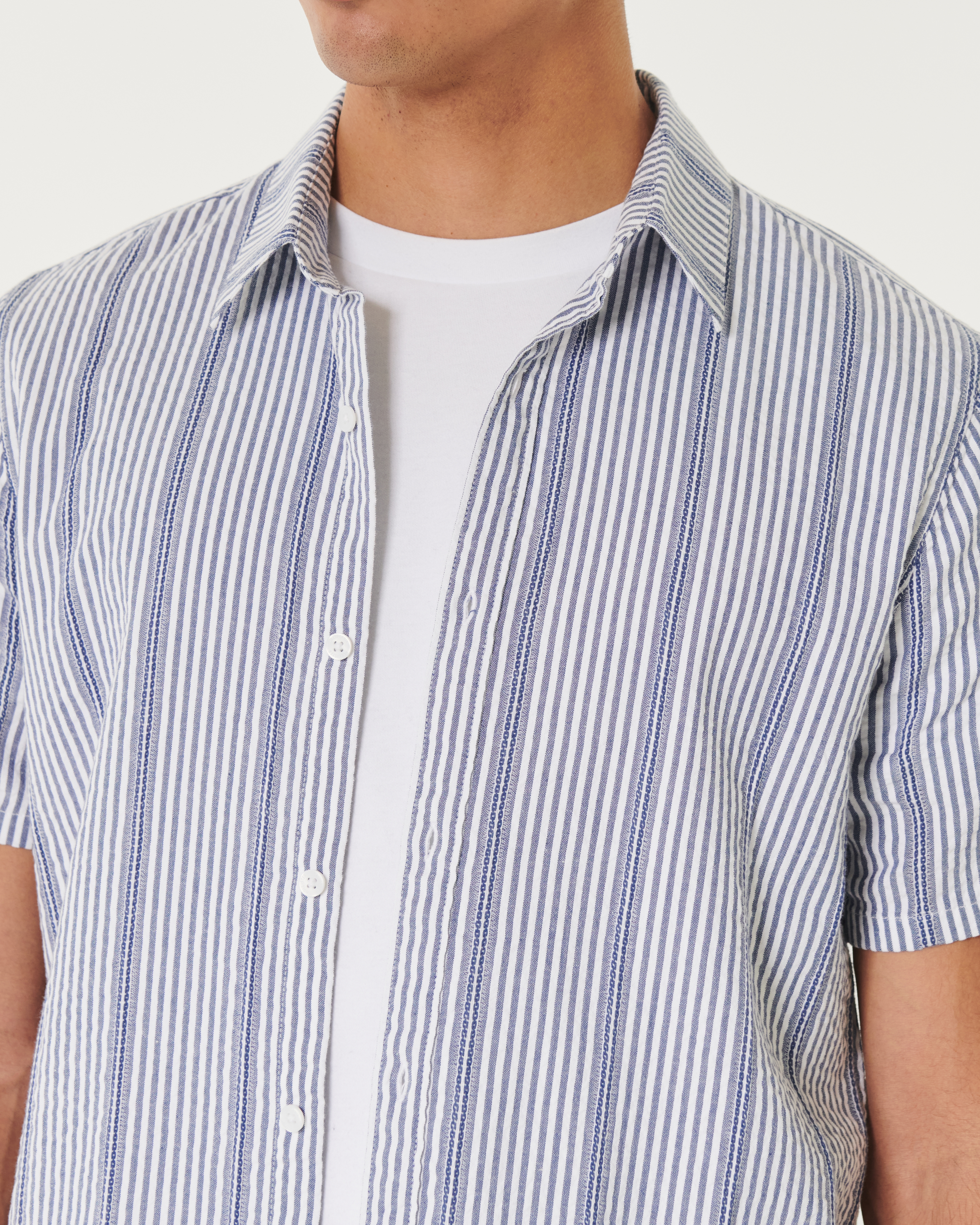 Hollister blue and white striped shirt hotsell