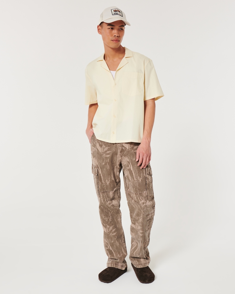 Boxy Cropped Short-Sleeve Poplin Shirt