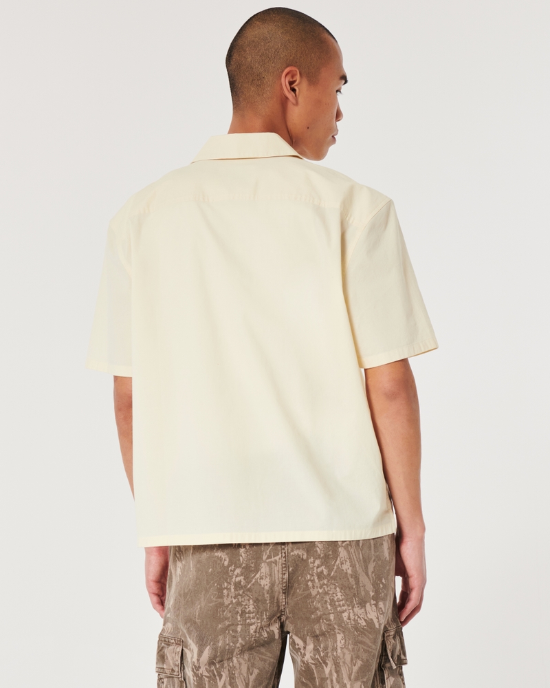 Boxy Cropped Short-Sleeve Poplin Shirt