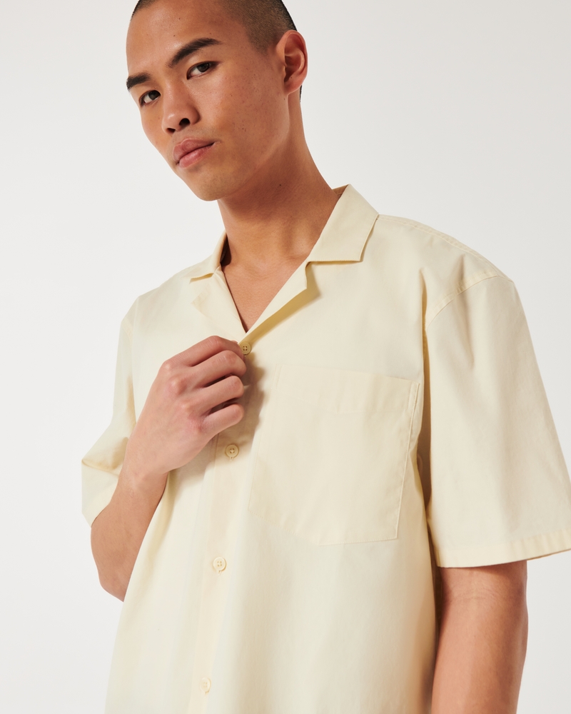 Boxy Cropped Short-Sleeve Poplin Shirt