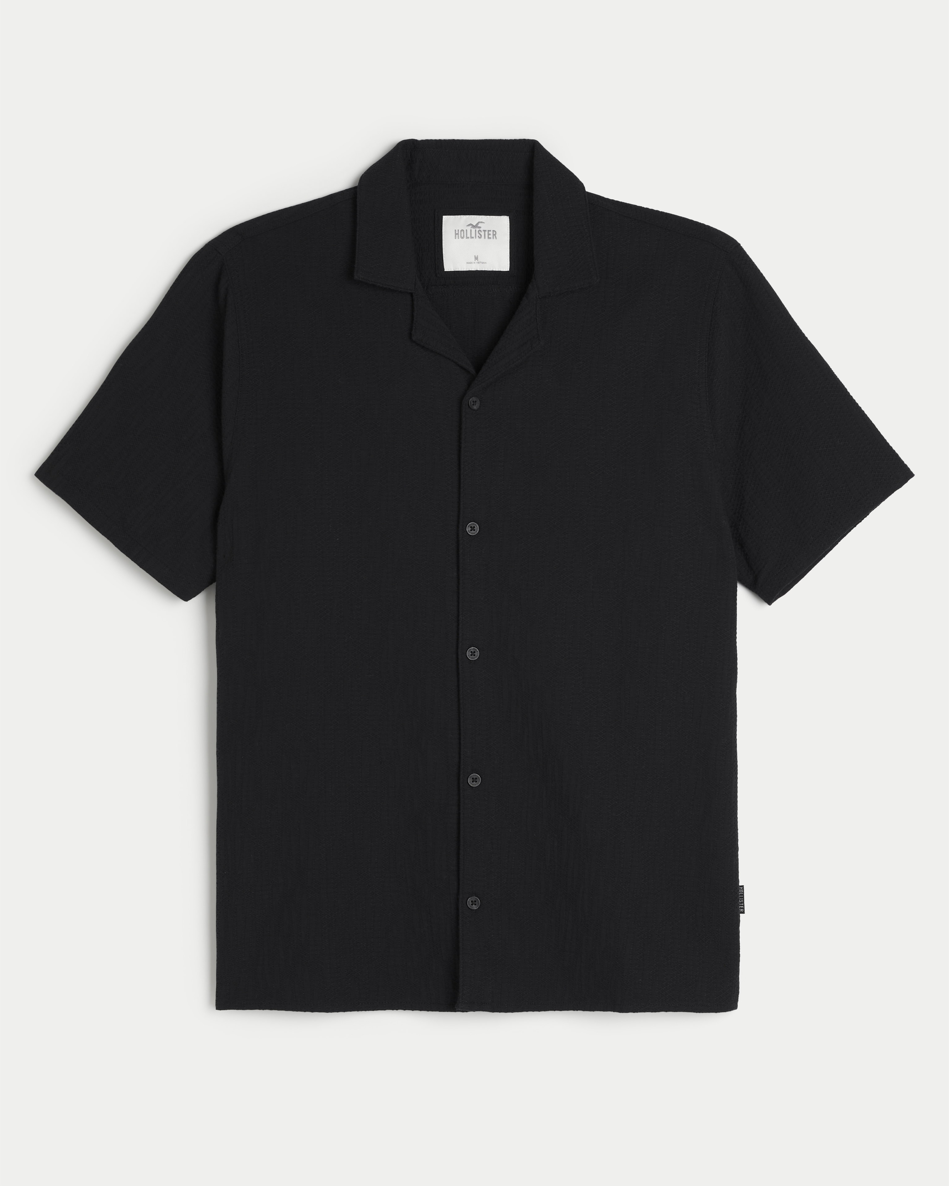 Short-Sleeve Textured Cotton Shirt