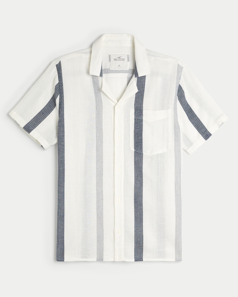 Men s Boxy Short Sleeve Striped Shirt Men s Sale HollisterCo