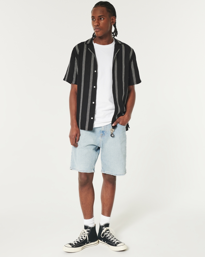 Boxy Short-Sleeve Striped Shirt