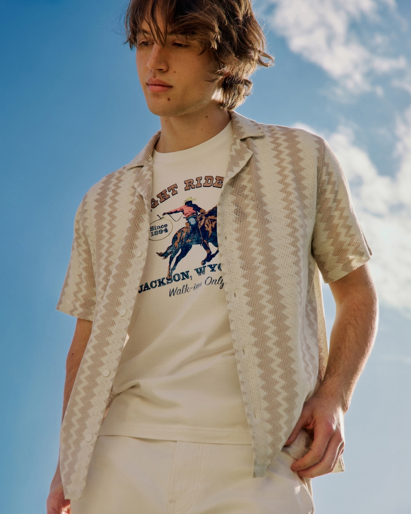 Hollister Summer Dresses Man Men's Short-Sleeve Crochet-Style