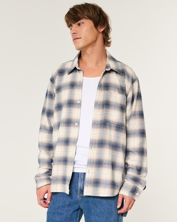 Flannel Shirt, Navy And Cream Plaid