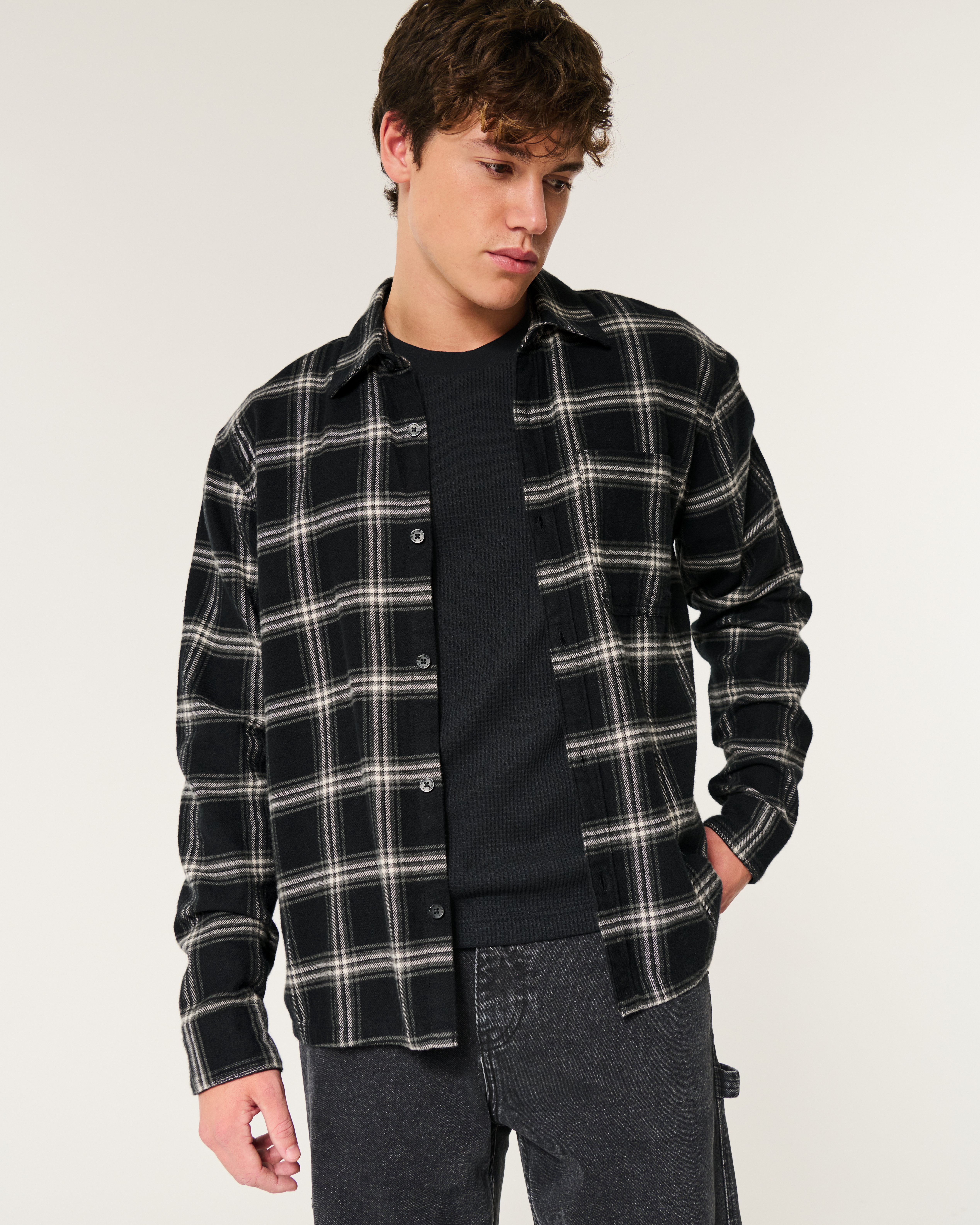 Hollister red and black flannel best sale